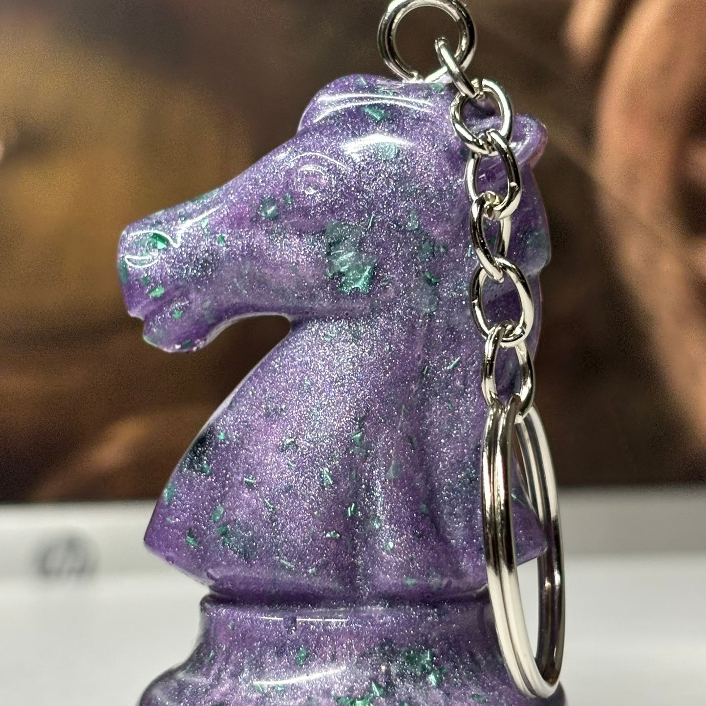 Midnight Purple Knight - Handmade Resin Keychain - Large Edition