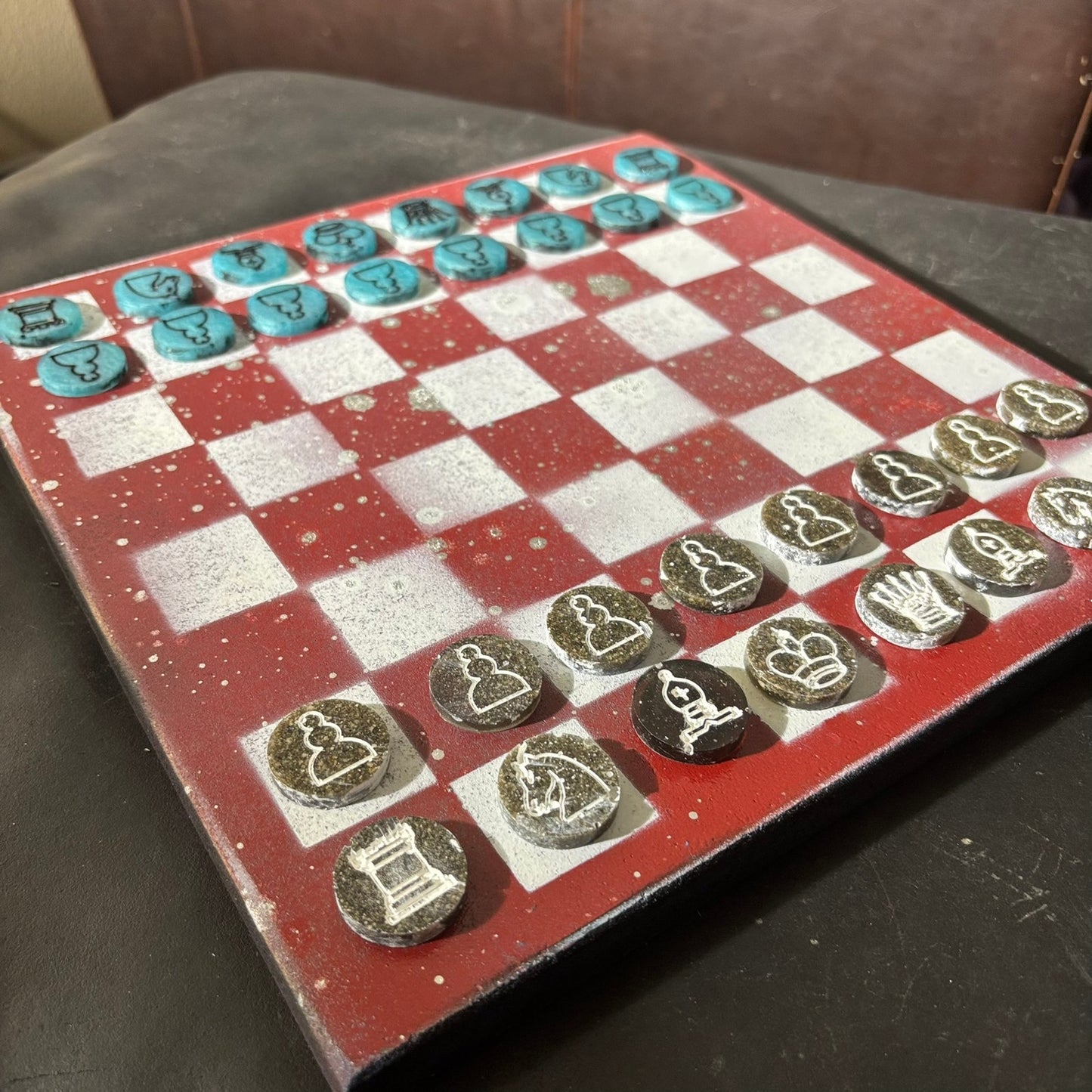 Red Chrome Drip - Painted Chess Set