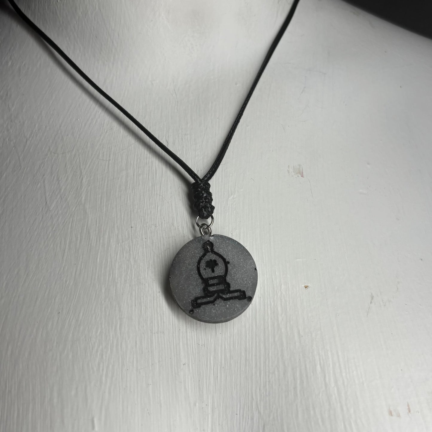 Silver Bishop - Handmade Resin Chess Necklace