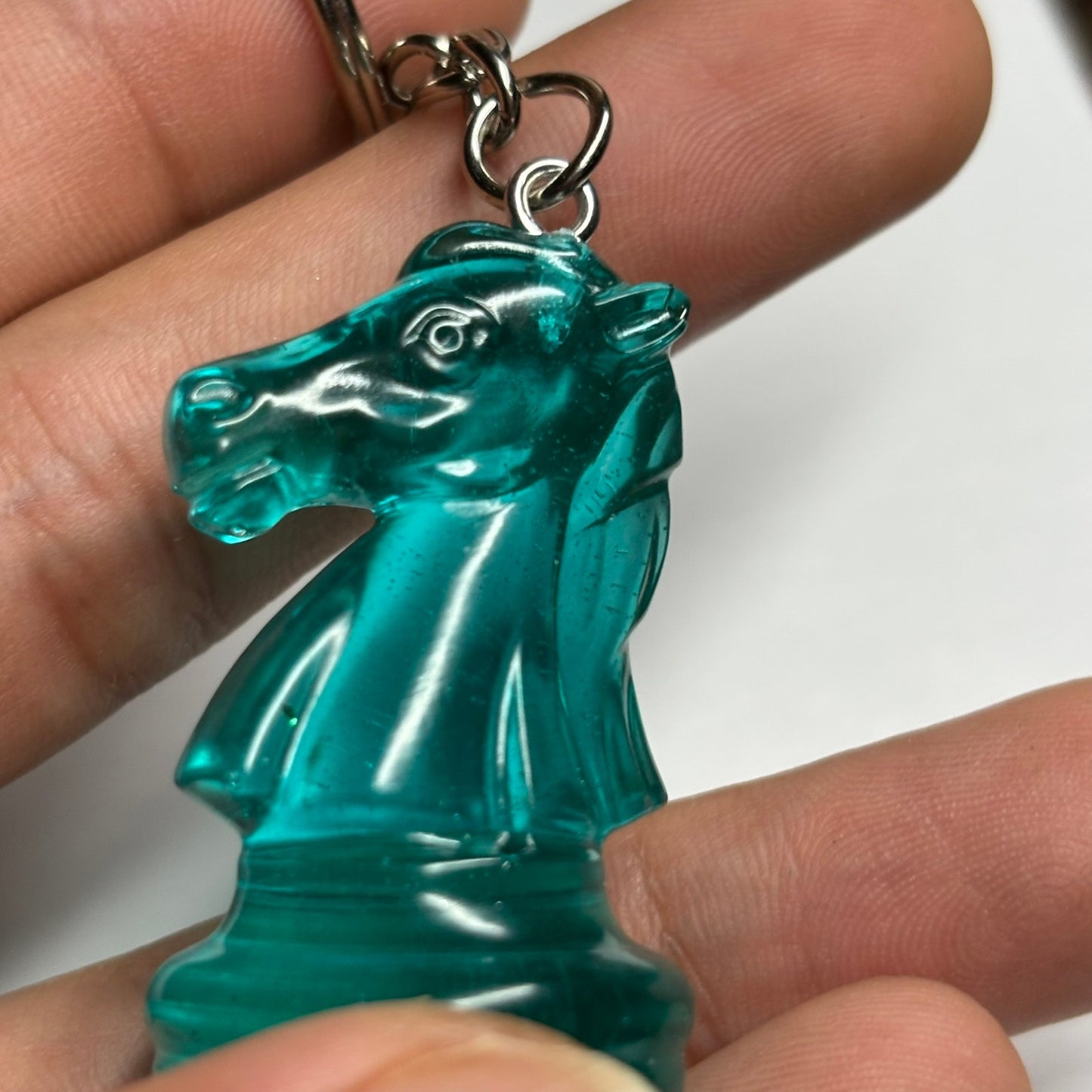 Aqua Translucent Green Knight - Handmade Resin Keychain