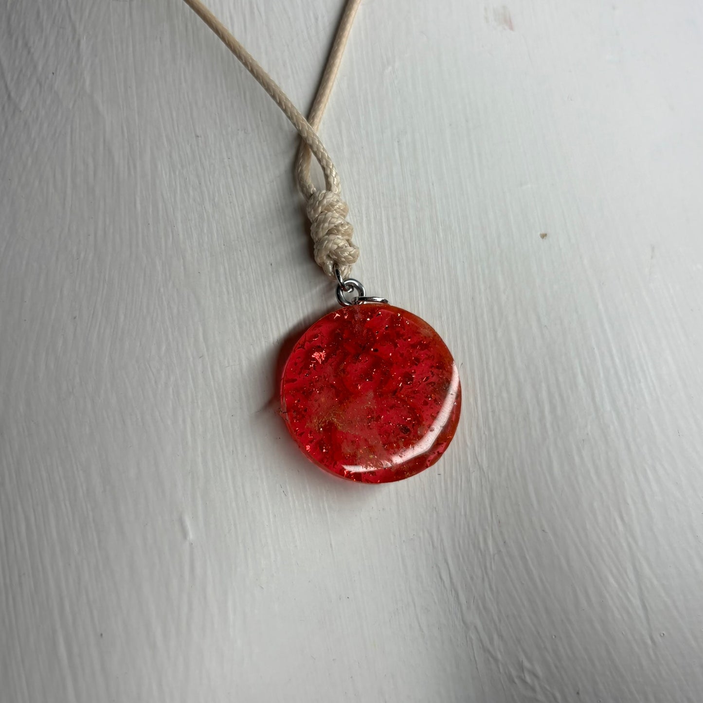 Cream Red Pawn - Handmade Resin Chess Necklace