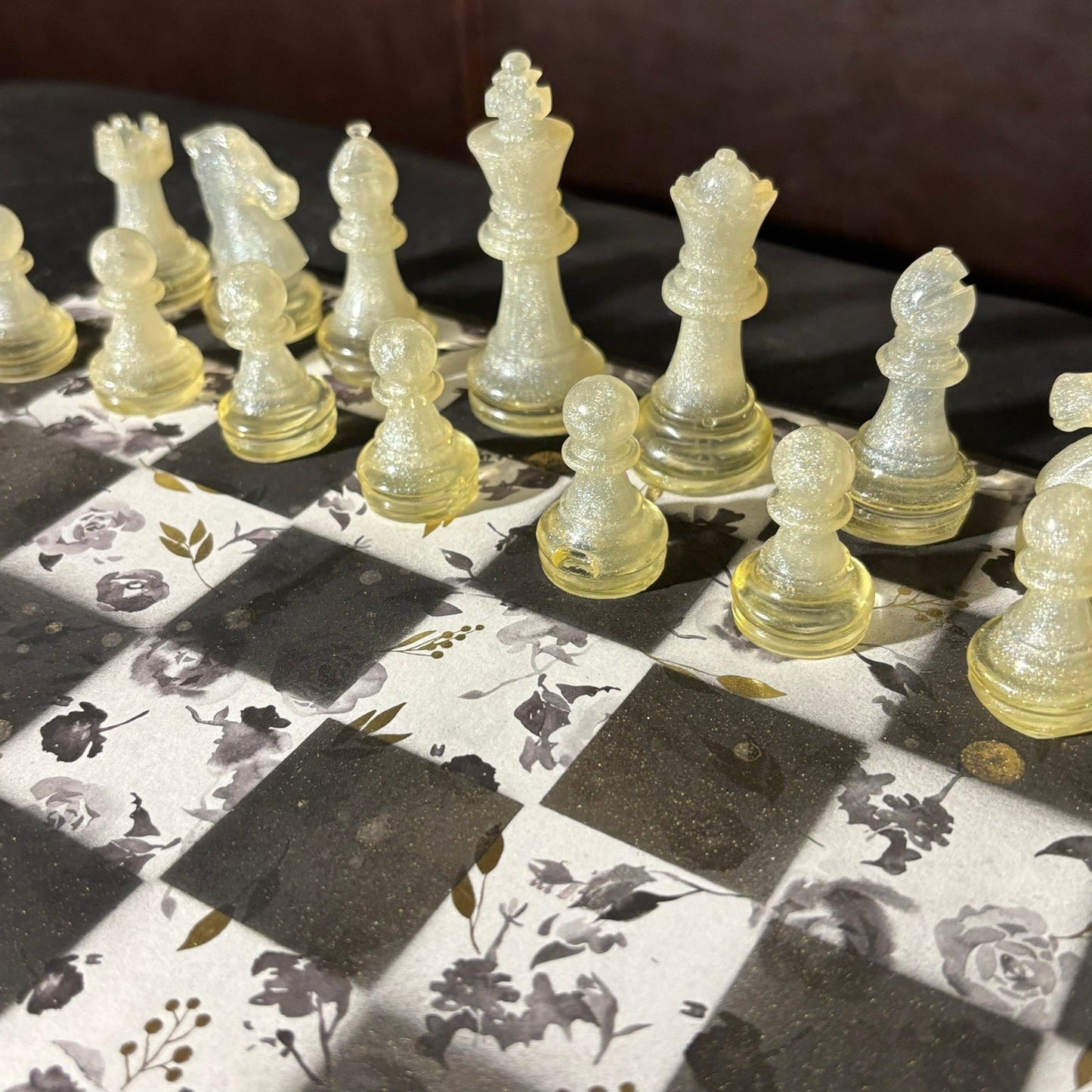 Black Flower - Scrapbook Chess Set