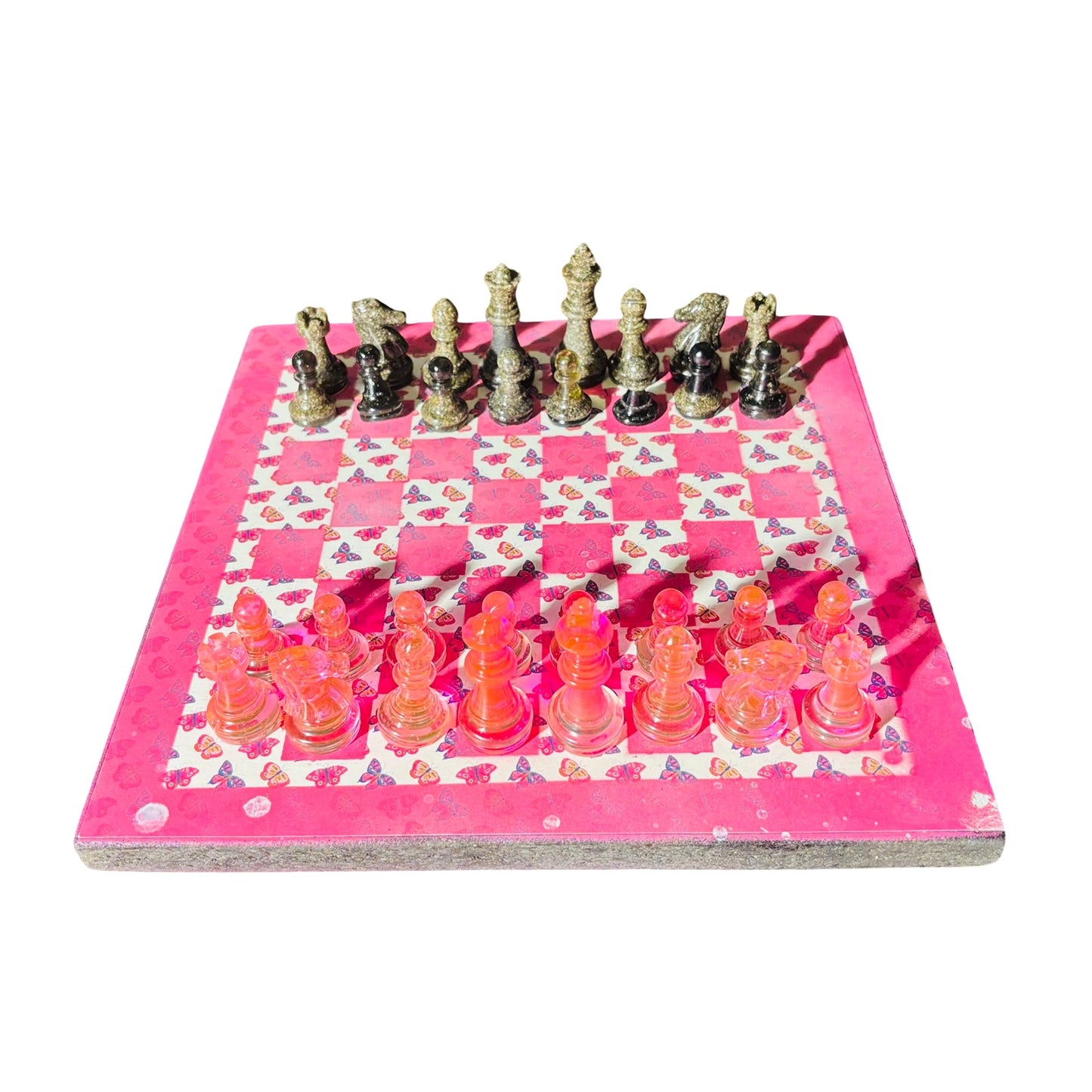 Pink Butterfly - Scrapbook Chess Set