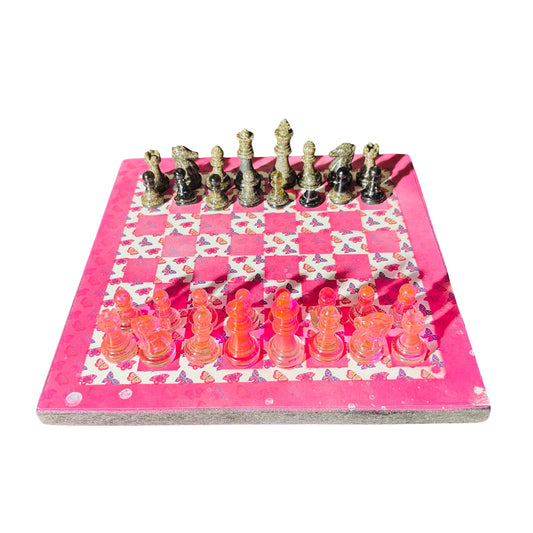 Pink Butterfly - Scrapbook Chess Set