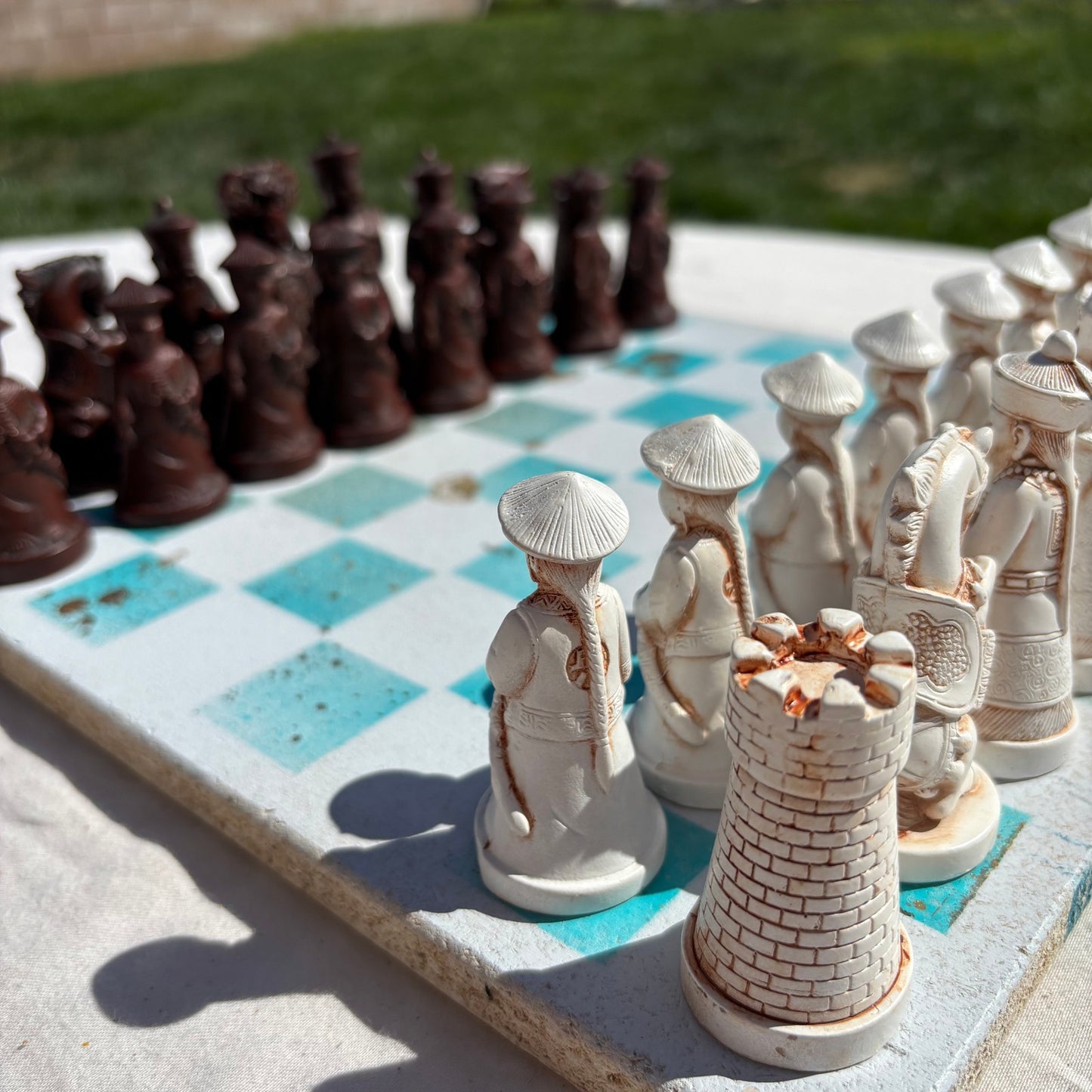 Mint Golden Blue - Chinese Edition Chess Set