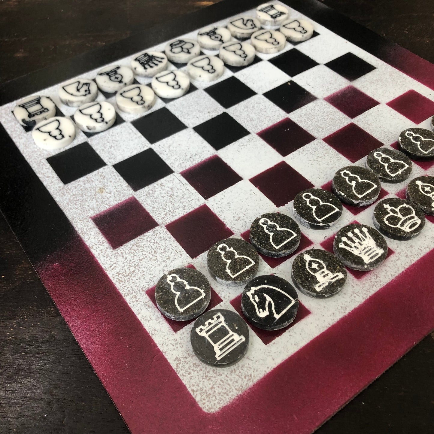 Violet & Black - Painted Chess Set