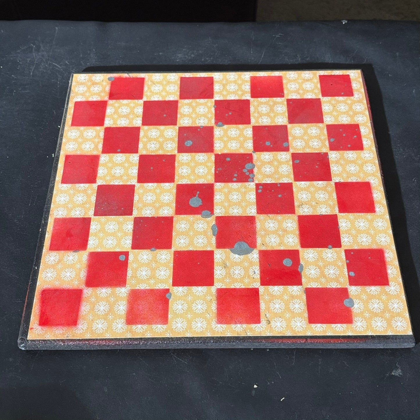 Yellow Patterned Red - Scrapbook Chess Set