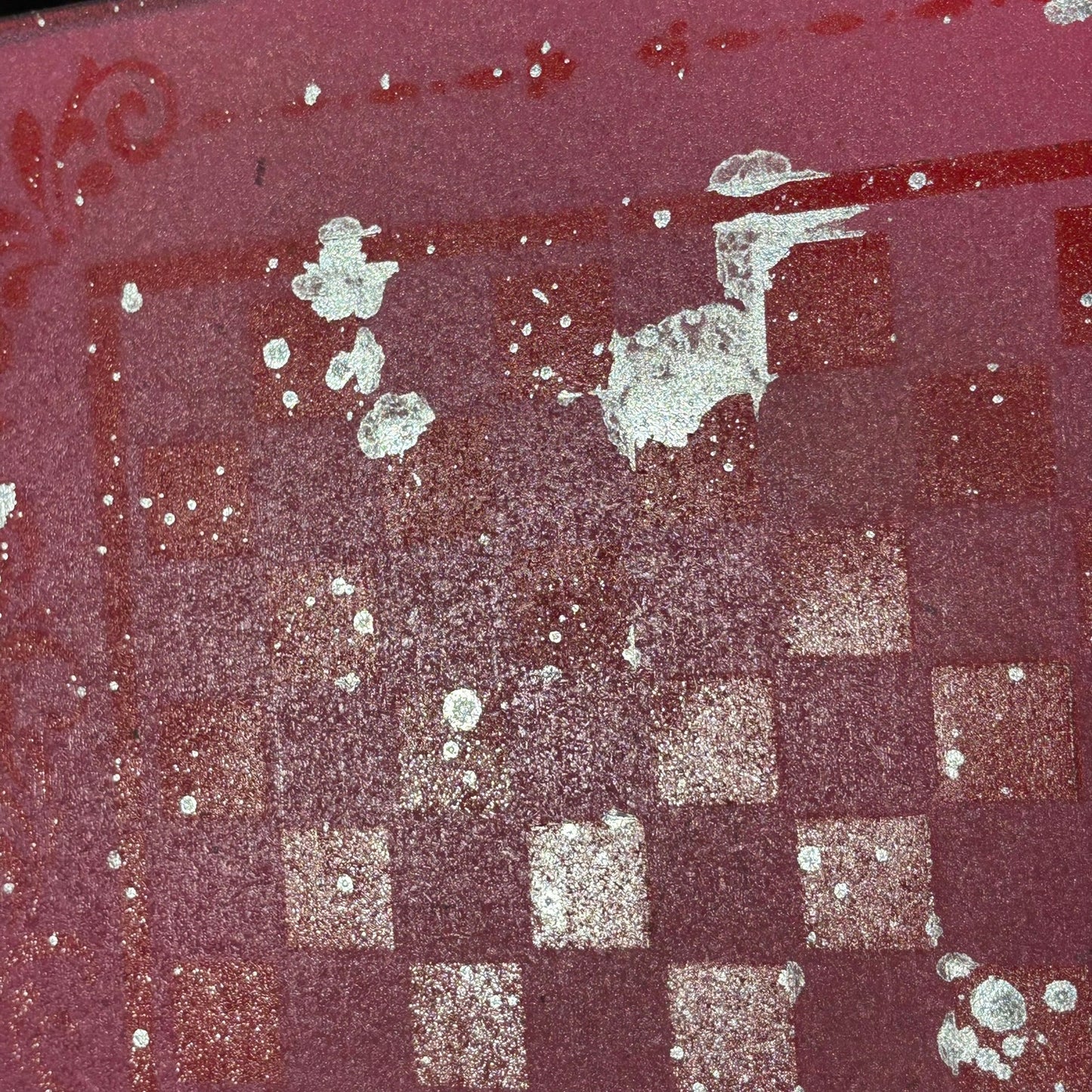 Pink & Red Chrome Drip - Painted Chess Board