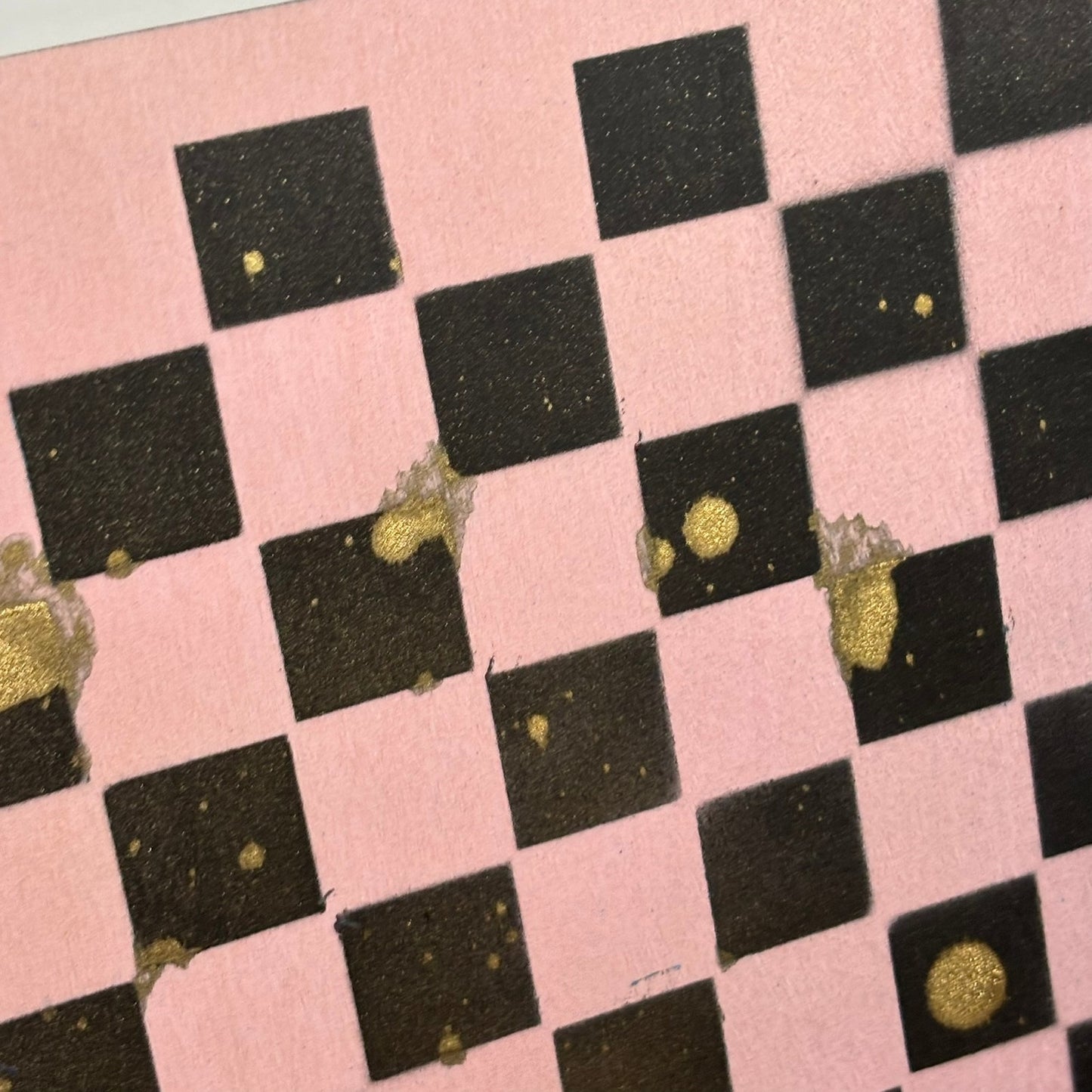 Pink Black & Gold - Painted Thin Wooden Chess Board