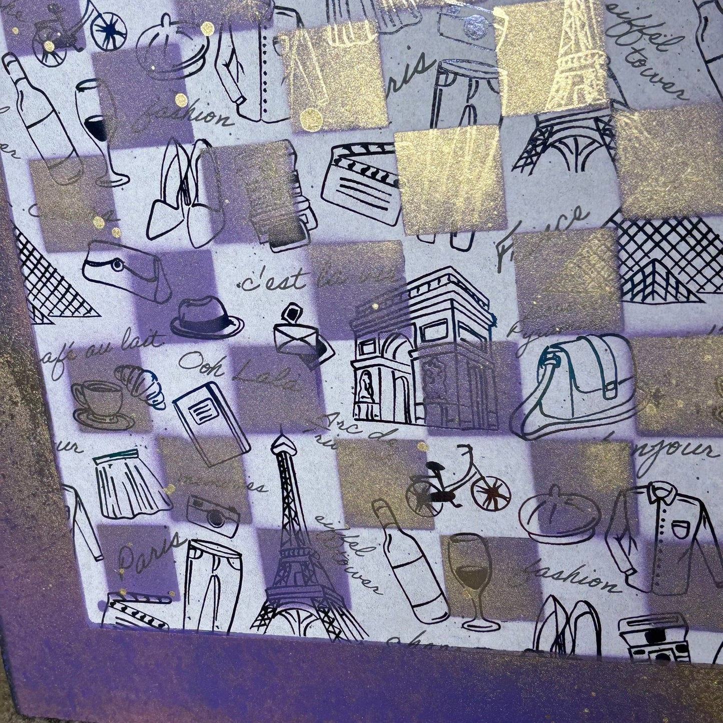 Golden Purple Pop Images - Large Scrapbook Chess Board