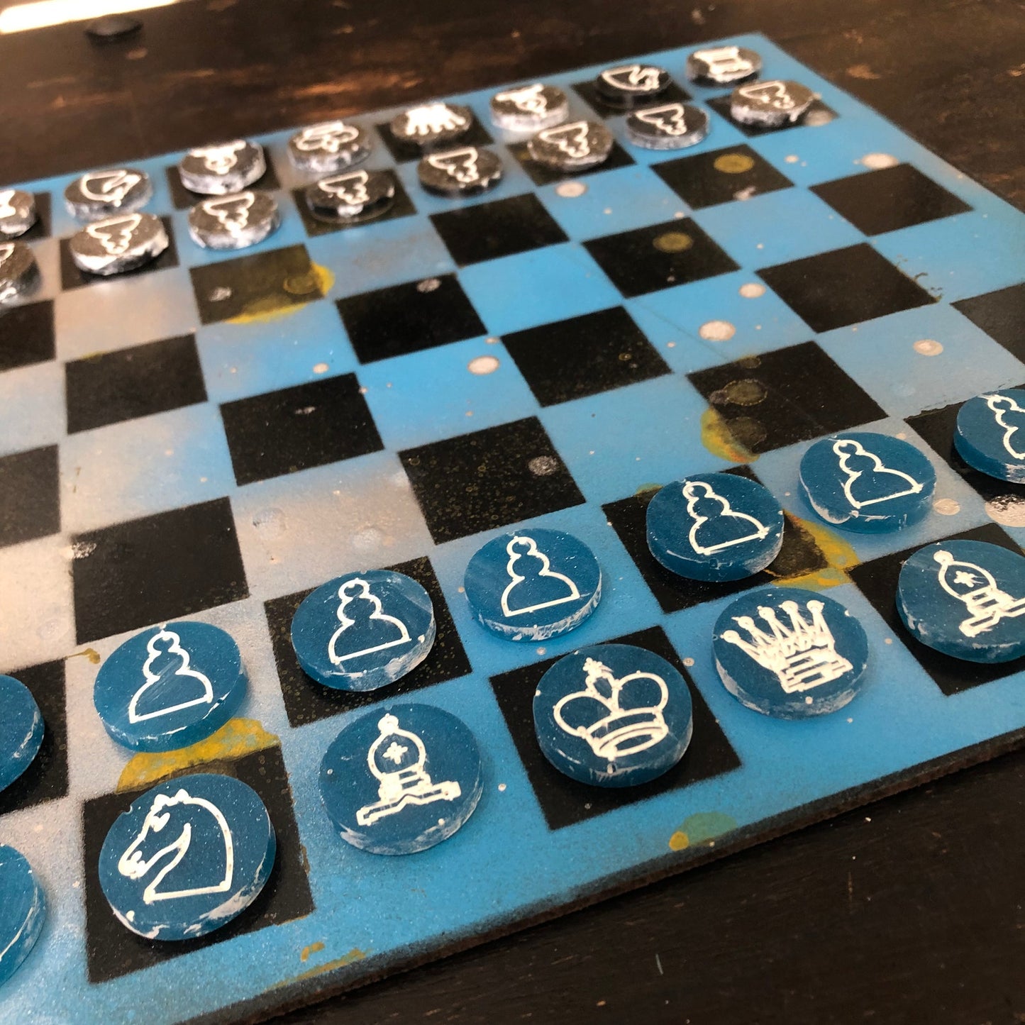 Cloudy Blue - Painted Chess Set