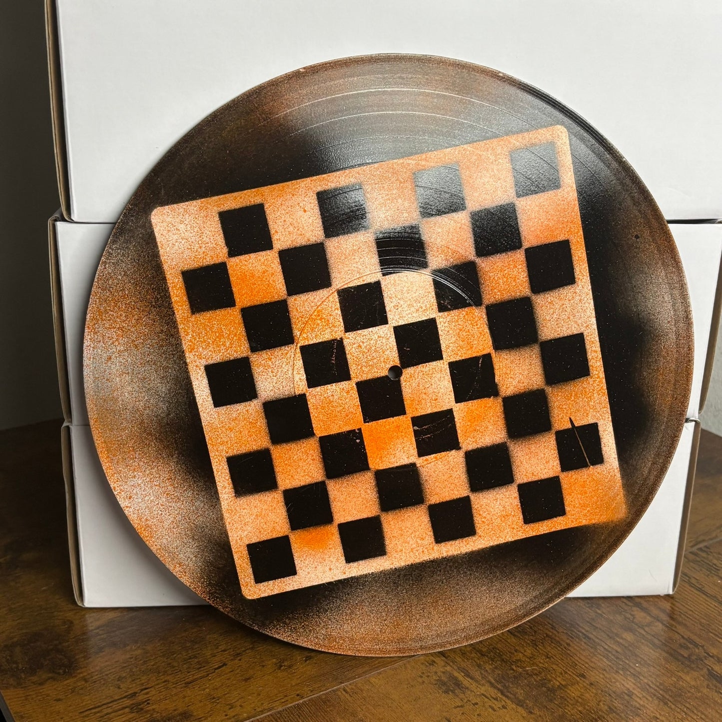 Orange & Black - Vinyl Chess Board