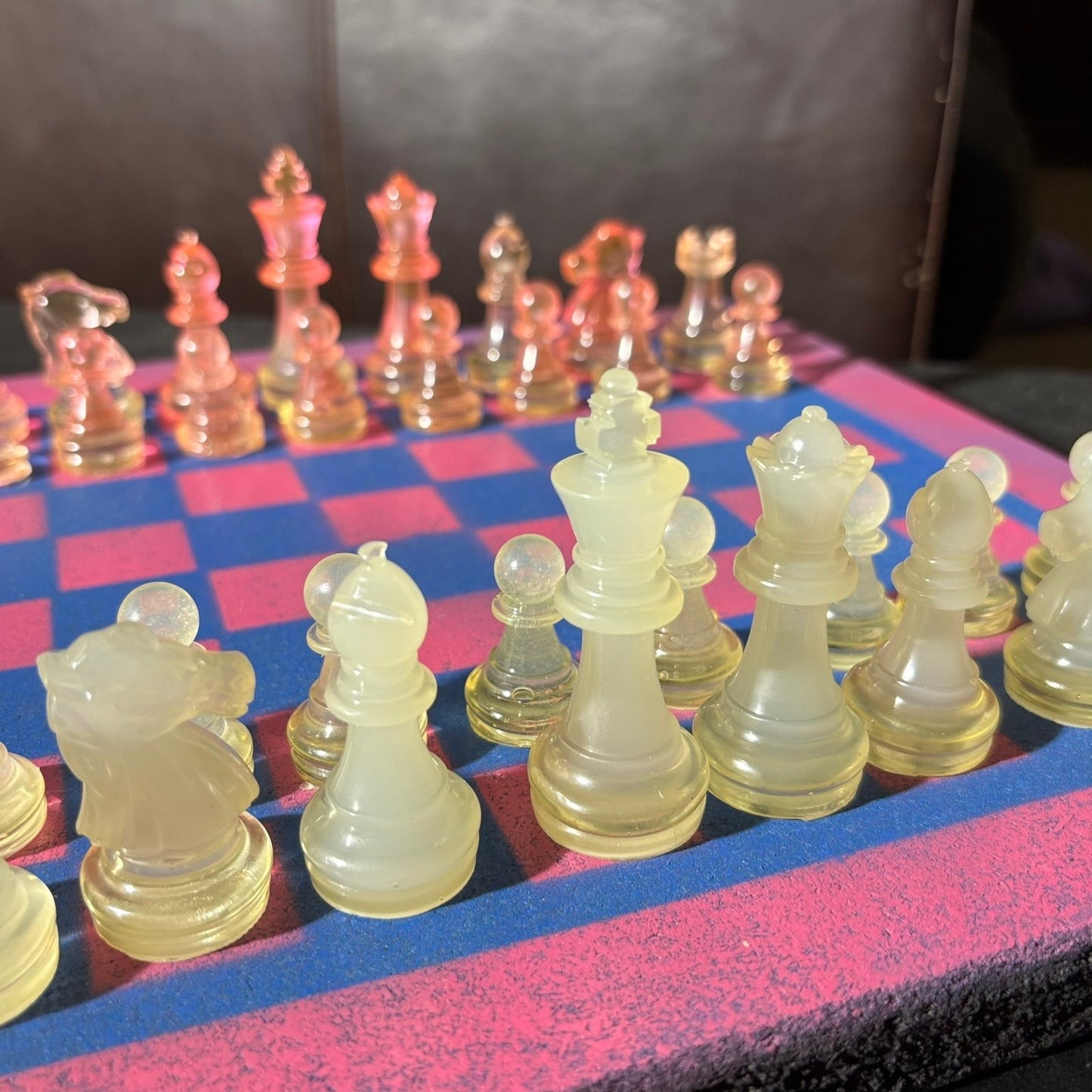 Classic Pink & Blue - Painted Chess Set