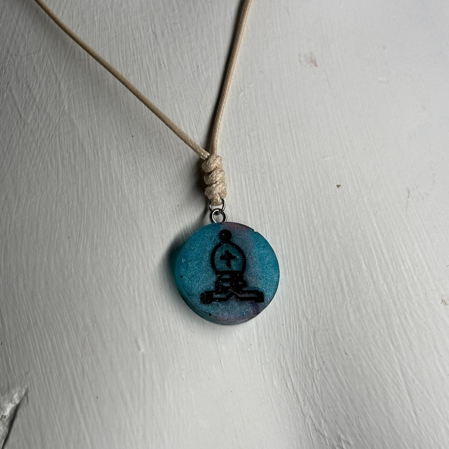 Blue Bishop - Handmade Resin Chess Necklace