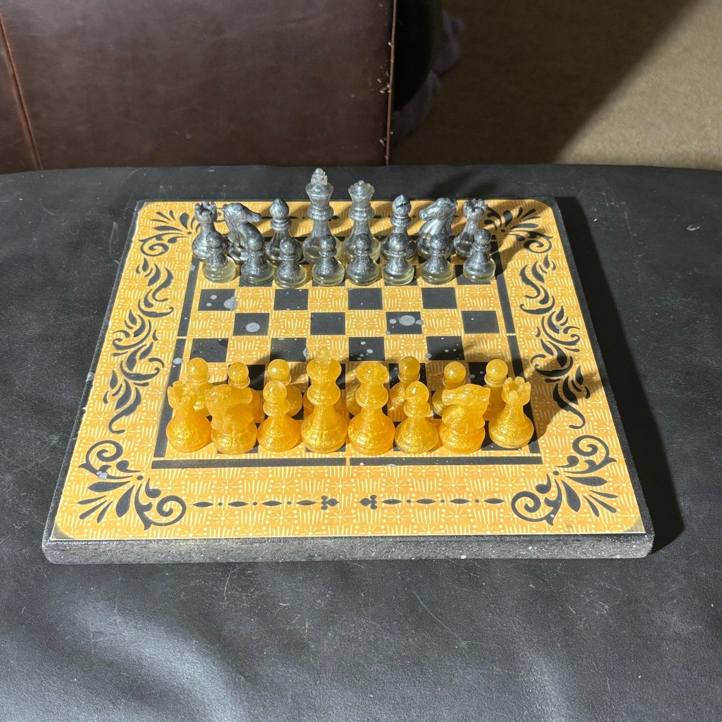 Sunset Yellow Pattern - Scrapbook Chess Set