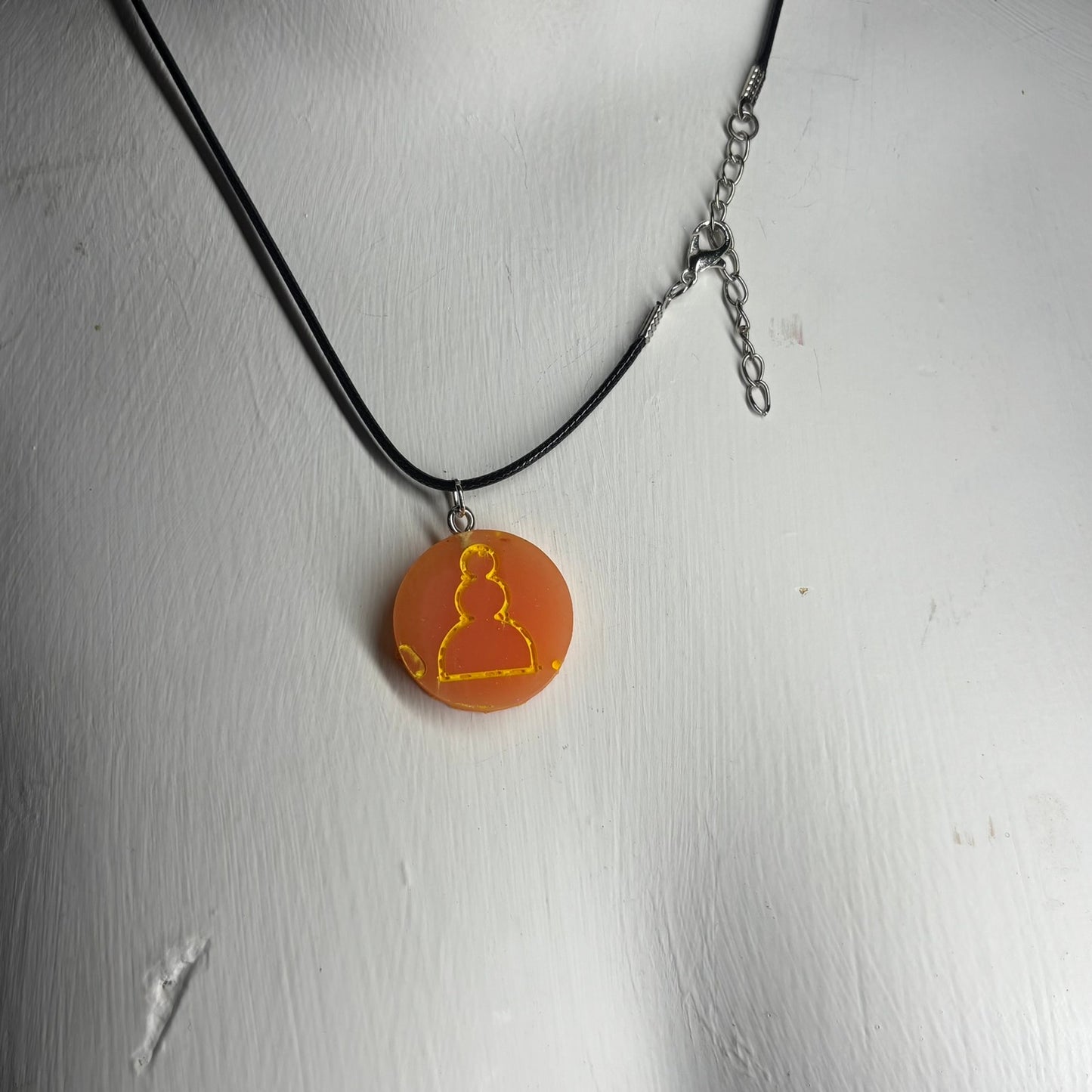 Peach Orange Pawn - Handmade Resin Chess Necklace