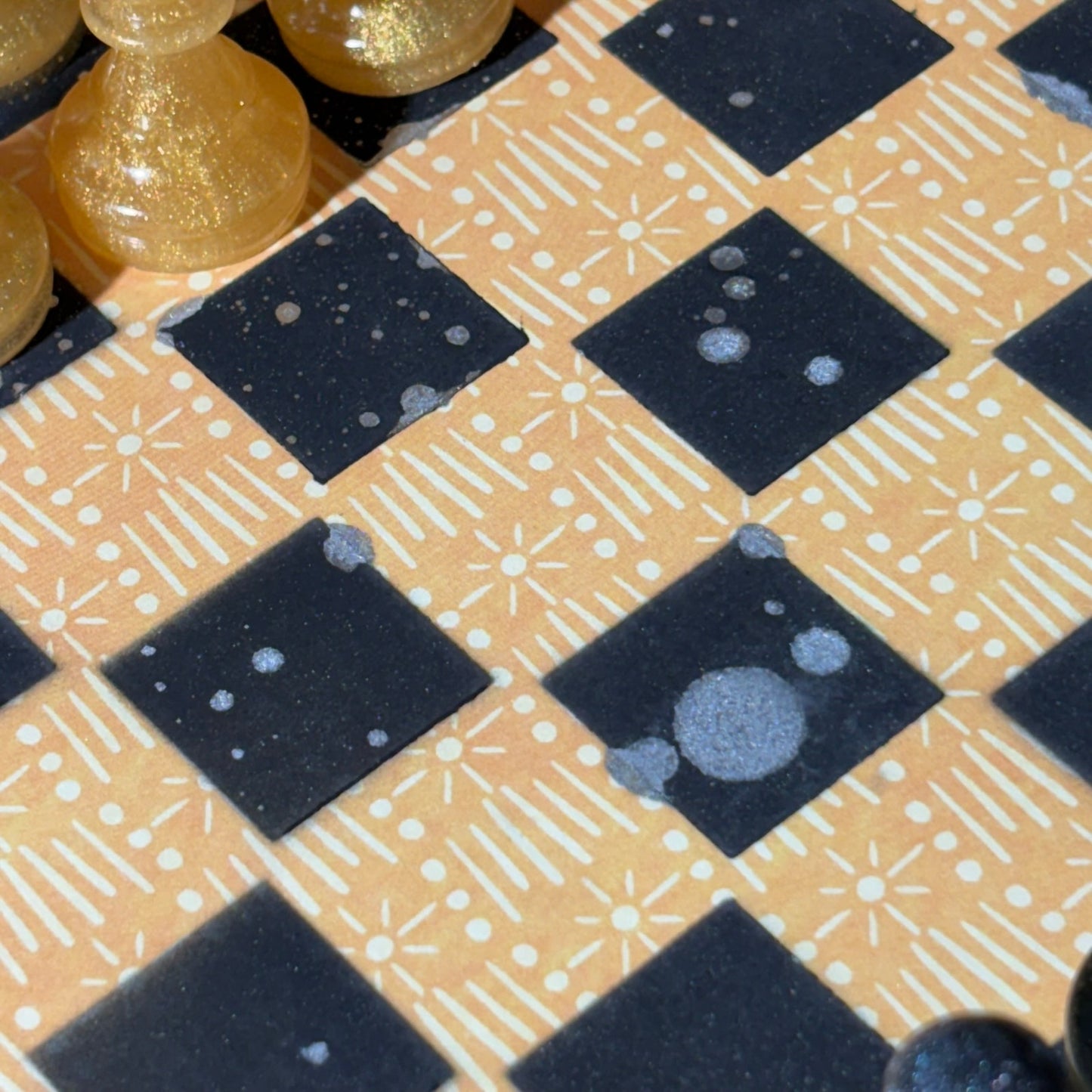 Sunset Yellow Pattern - Scrapbook Chess Set