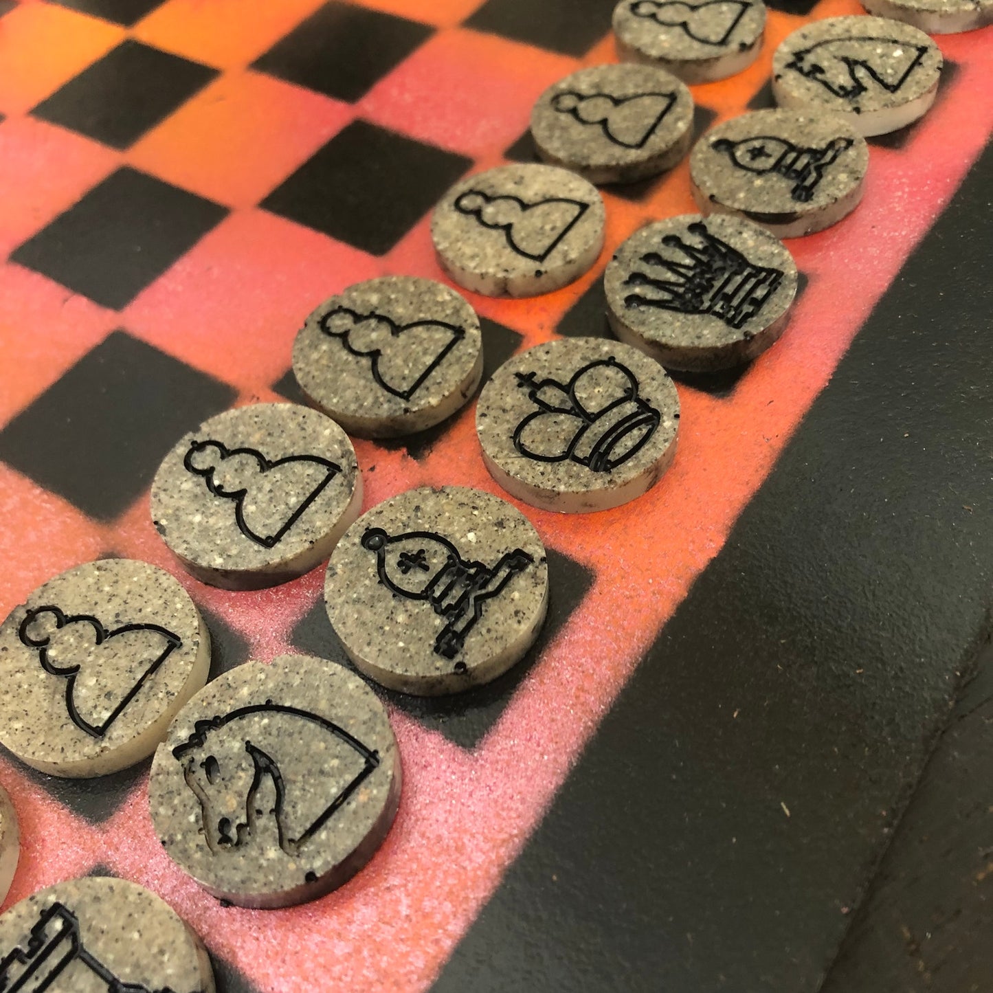 Cool Orange - Painted Chess Set