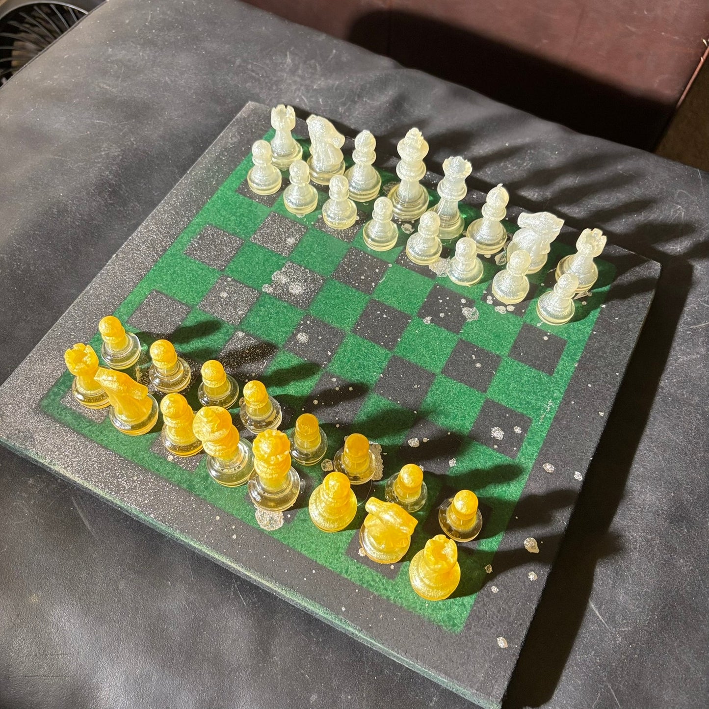 Mistic Yellow Green - Painted Chess Set