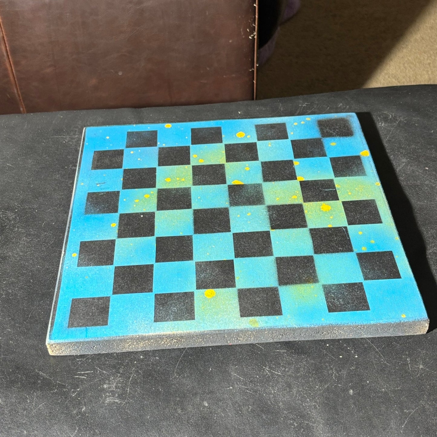 Blue & Yellow Smear - Painted Chess Set