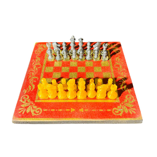 Golden Red - Painted Chess Set