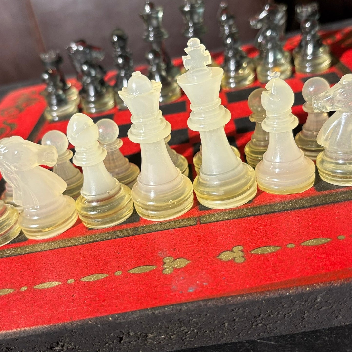 Golden Black & Red - Painted Chess Set