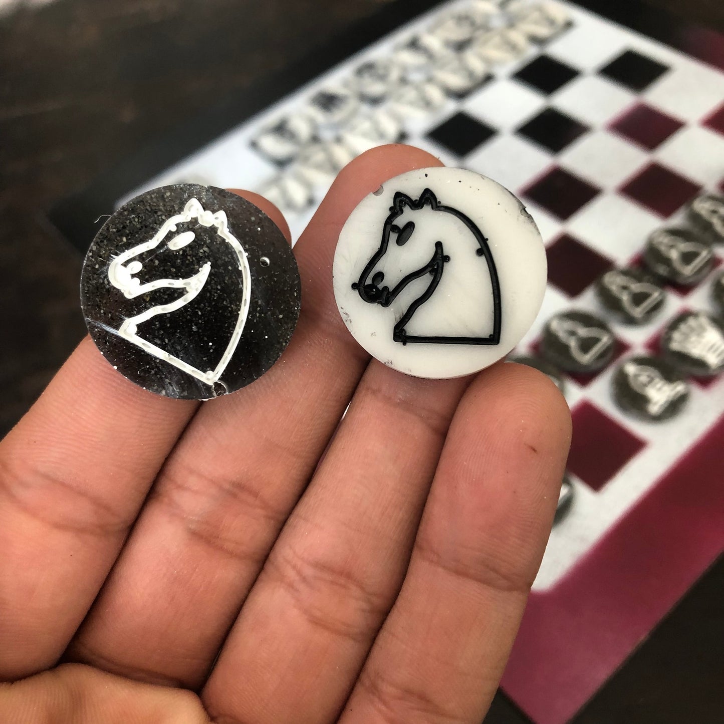Violet & Black - Painted Chess Set