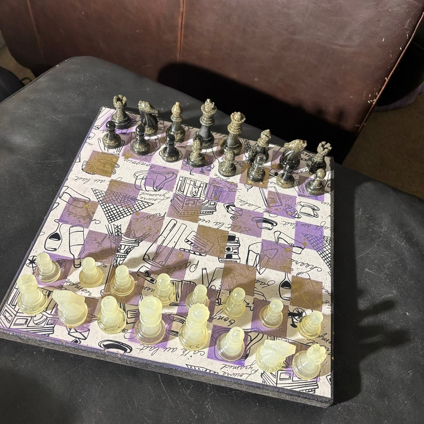 Fashionable Purple - Scrapbook Chess Set