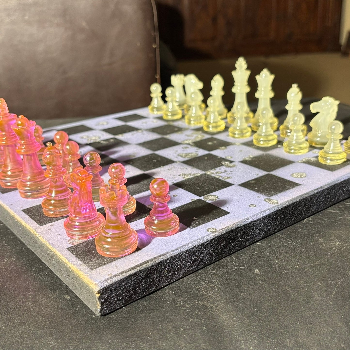 Purple Clean Pink - Painted Chess Set
