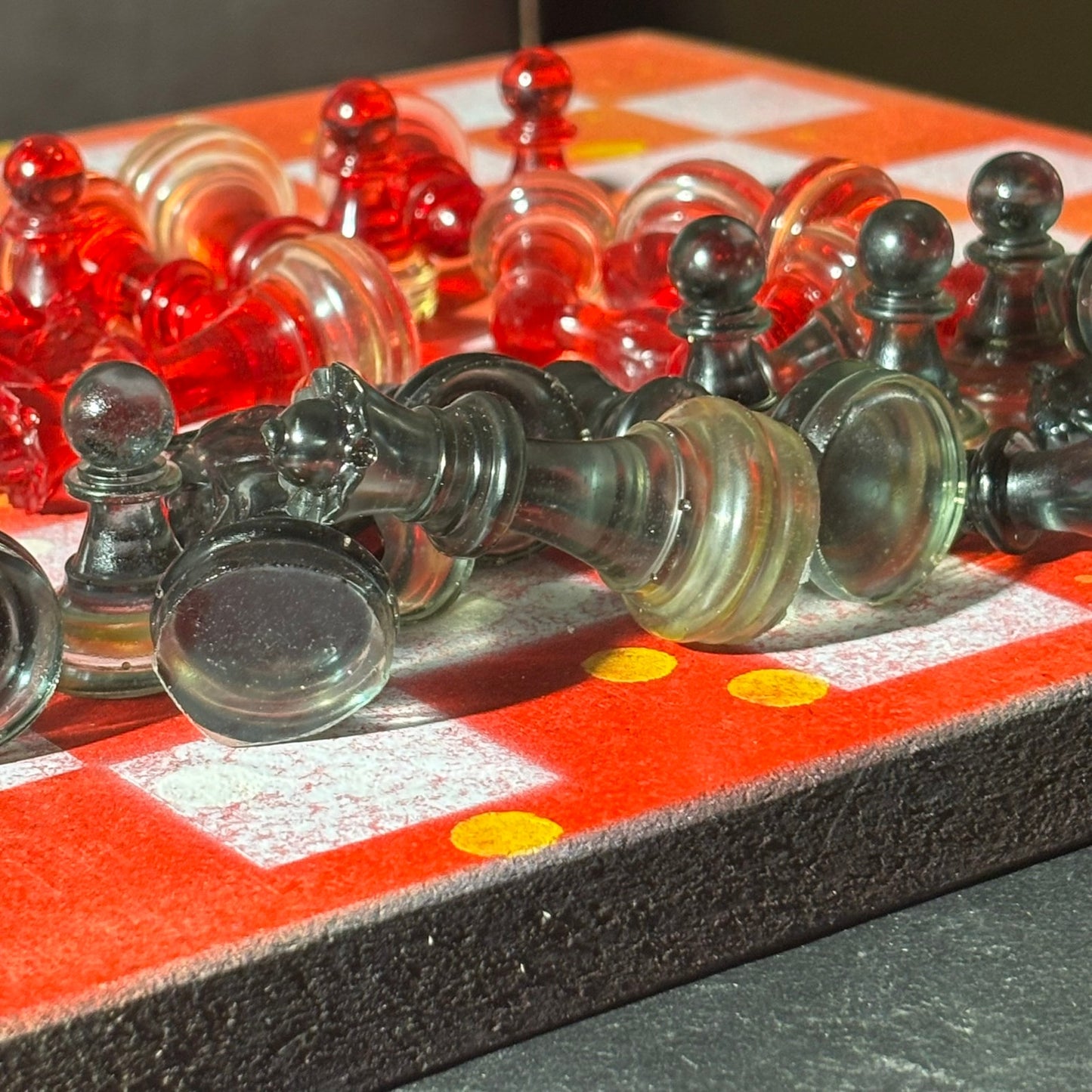 Opal Red - Painted Chess Set