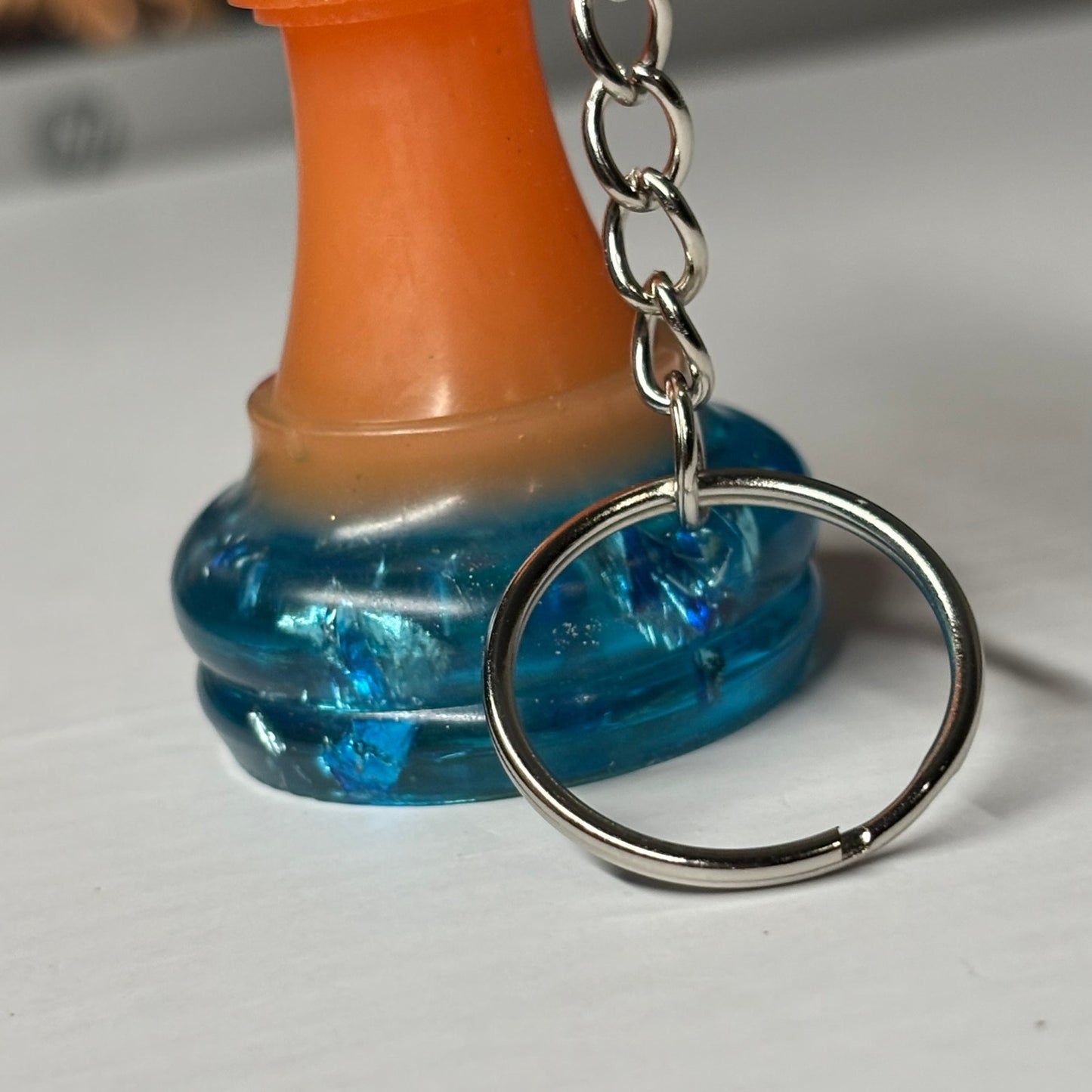 Ice Bottom Orange Rook - Handmade Resin Keychain - Large Edition