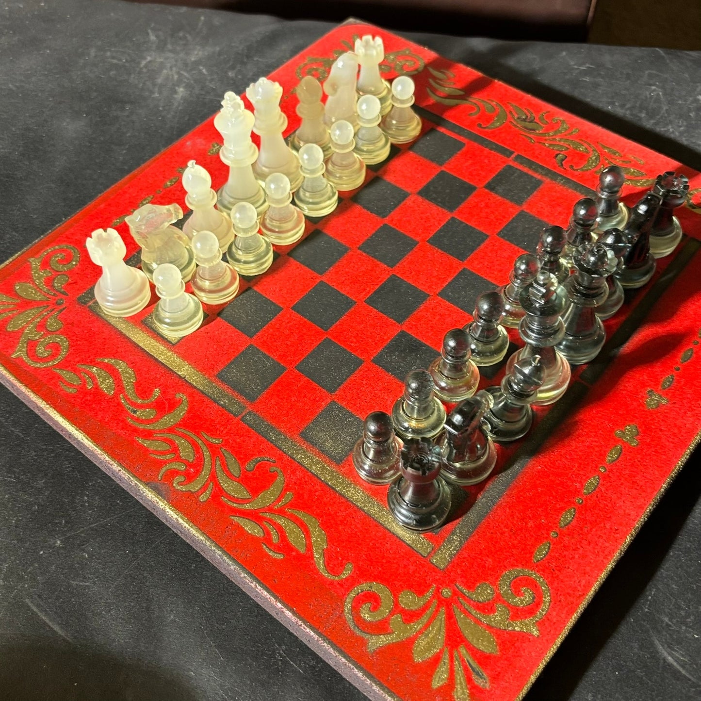 Golden Black & Red - Painted Chess Set