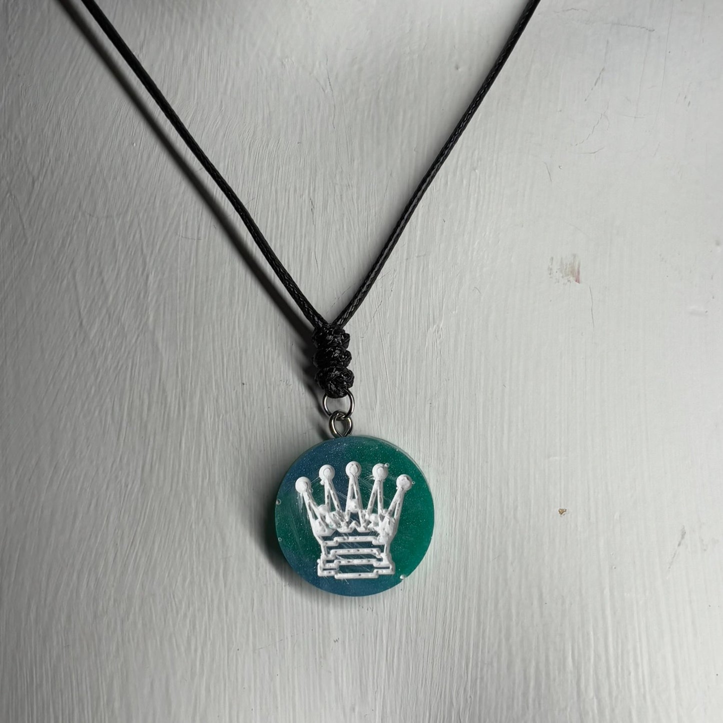 Mint Green Queen - Handmade Resin Chess Necklace
