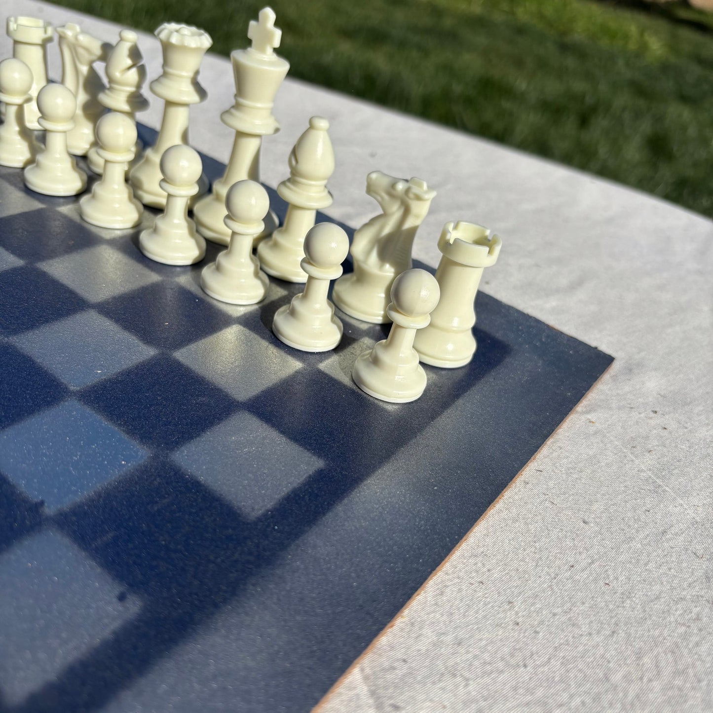 Silver Tin blue - Painted Chess Set