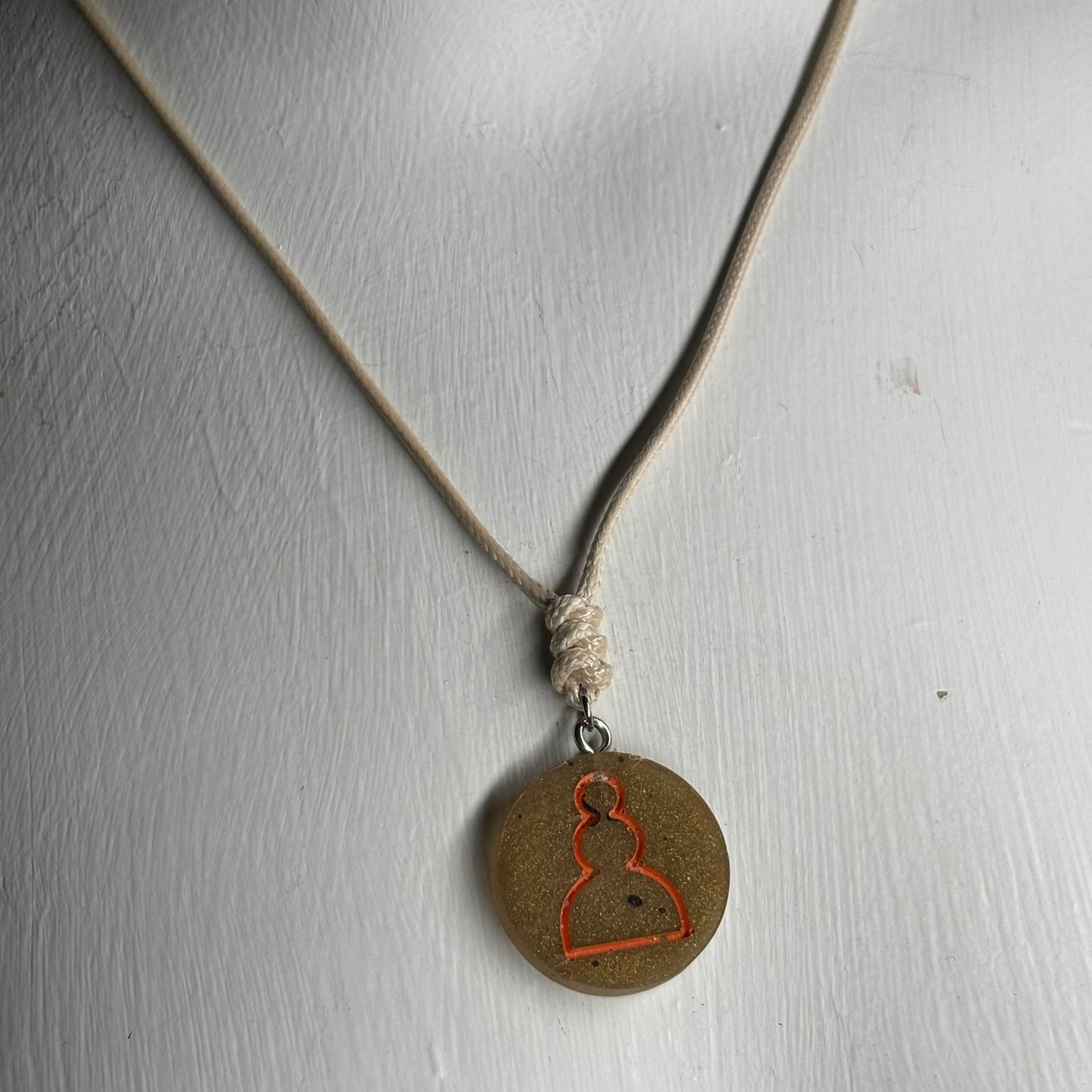 Yellow Cream Pawn - Handmade Resin Chess Necklace