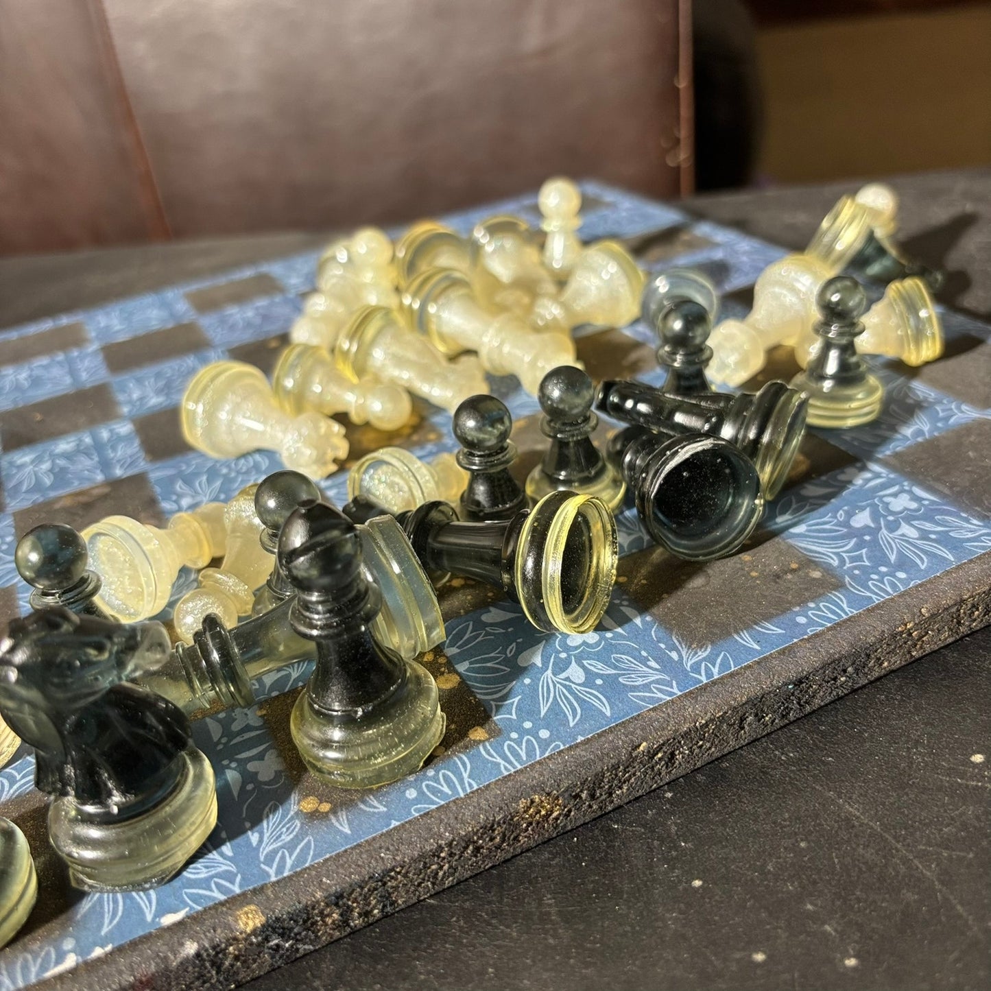 Vintage Golden Blue - Scrapbook Chess Set