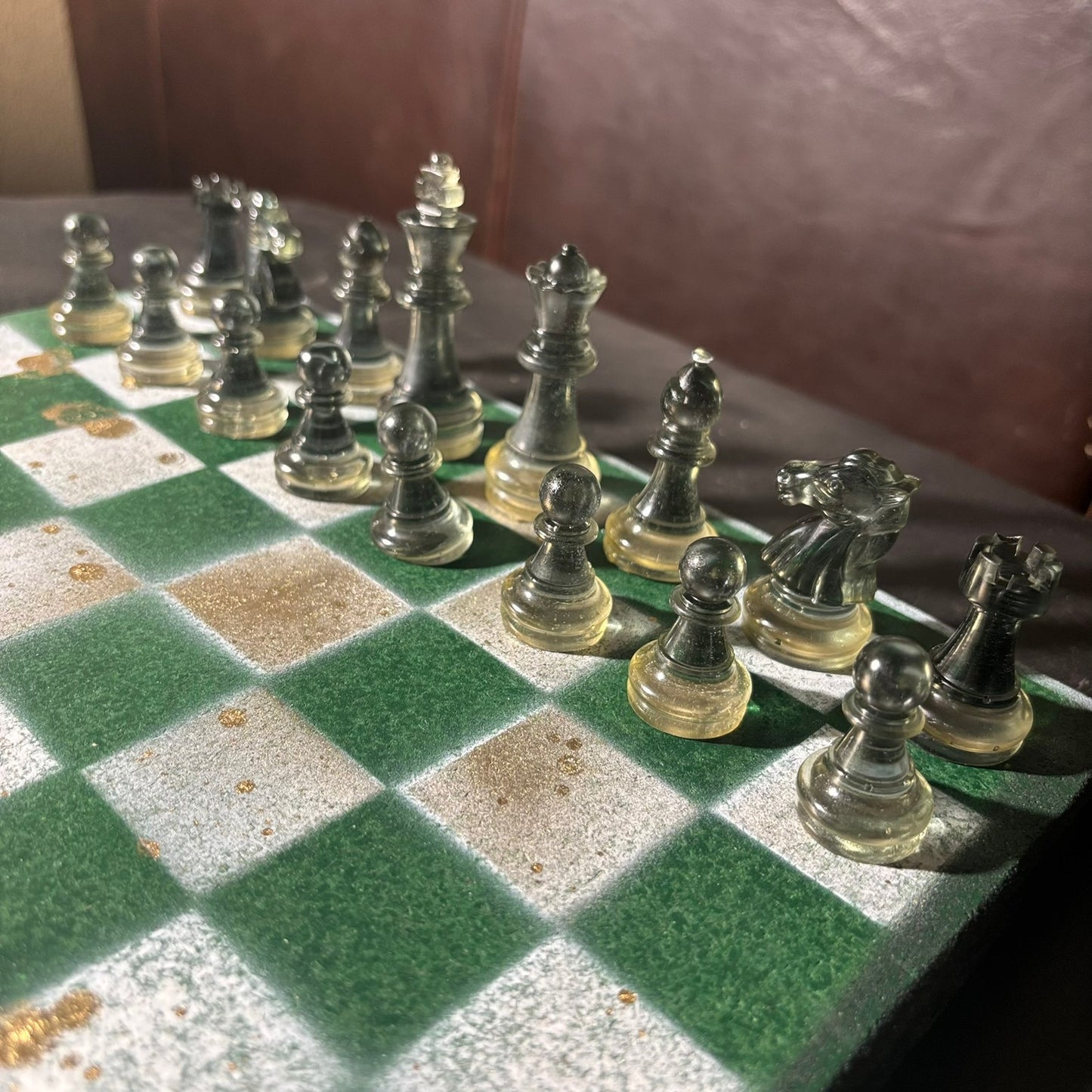 Goldish Green - Painted Chess Set