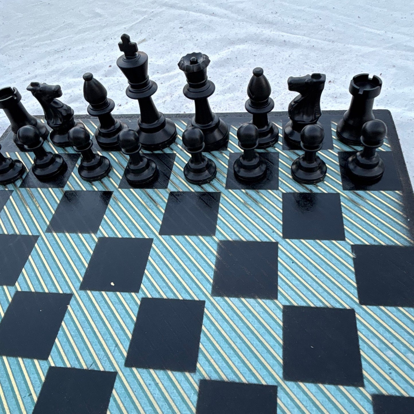 Green Vintage Lines - Scrapbook Chess Set