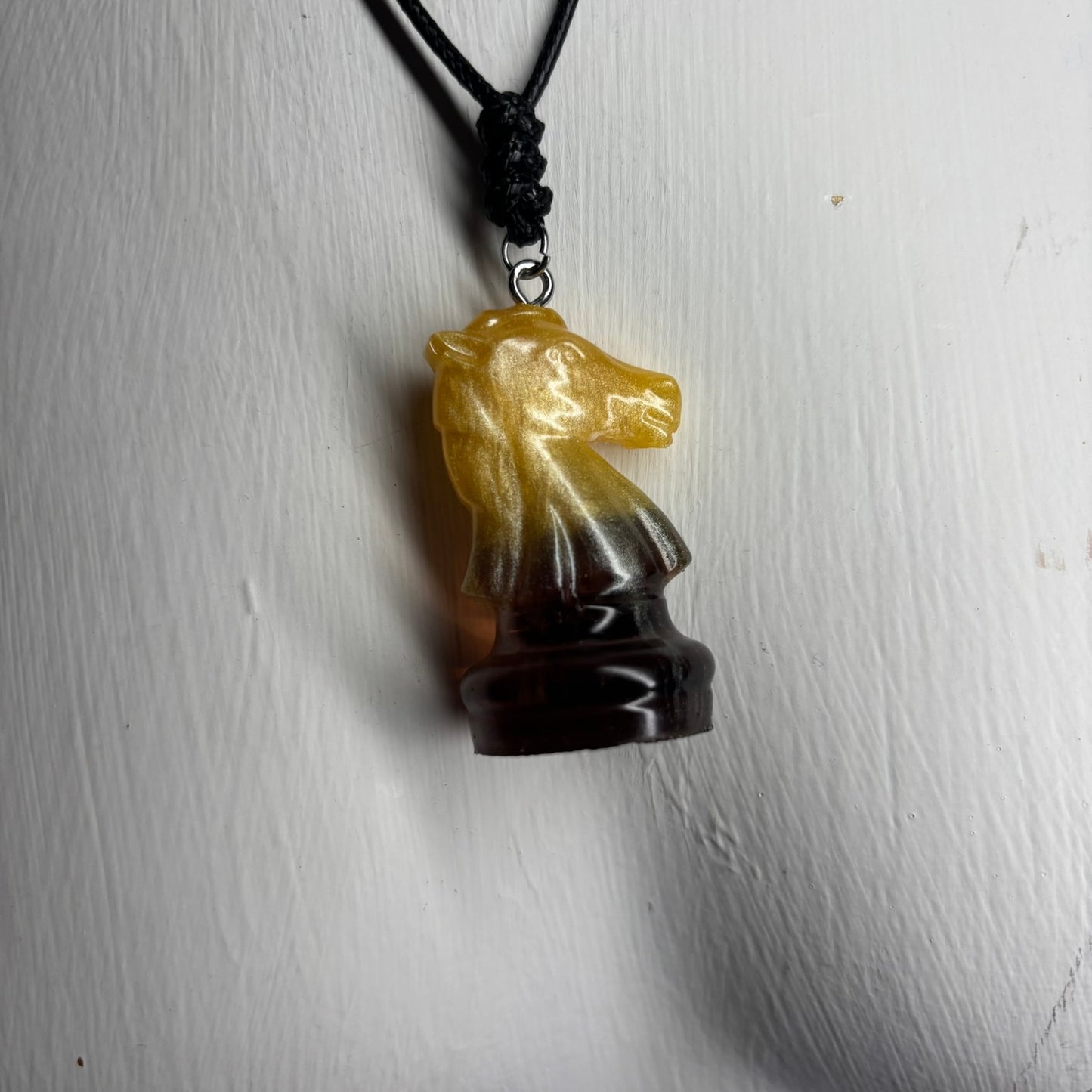Coffee Cream Knight - Handmade Resin Chess Necklace