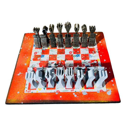 Red Orangish Fire - Large Deluxe Chess Set
