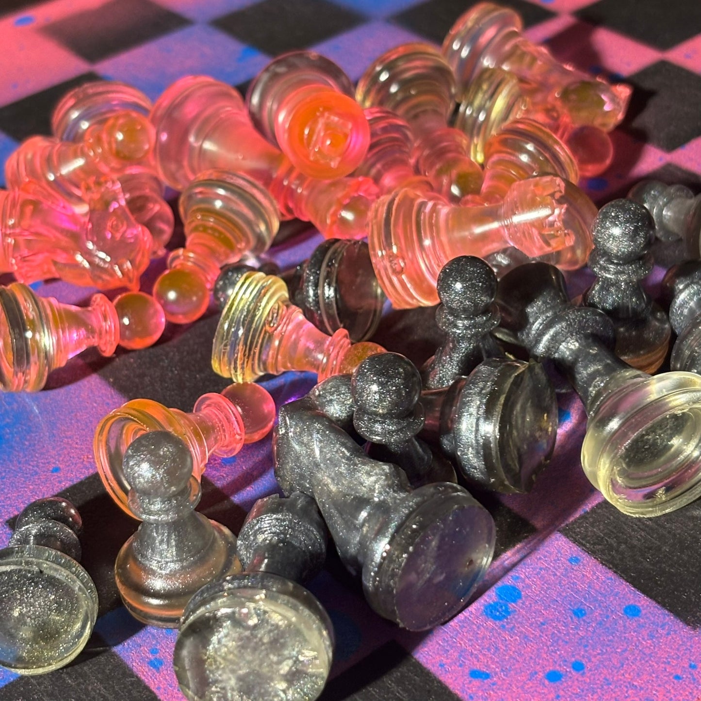 Purple Dripped Space - Painted Chess Set