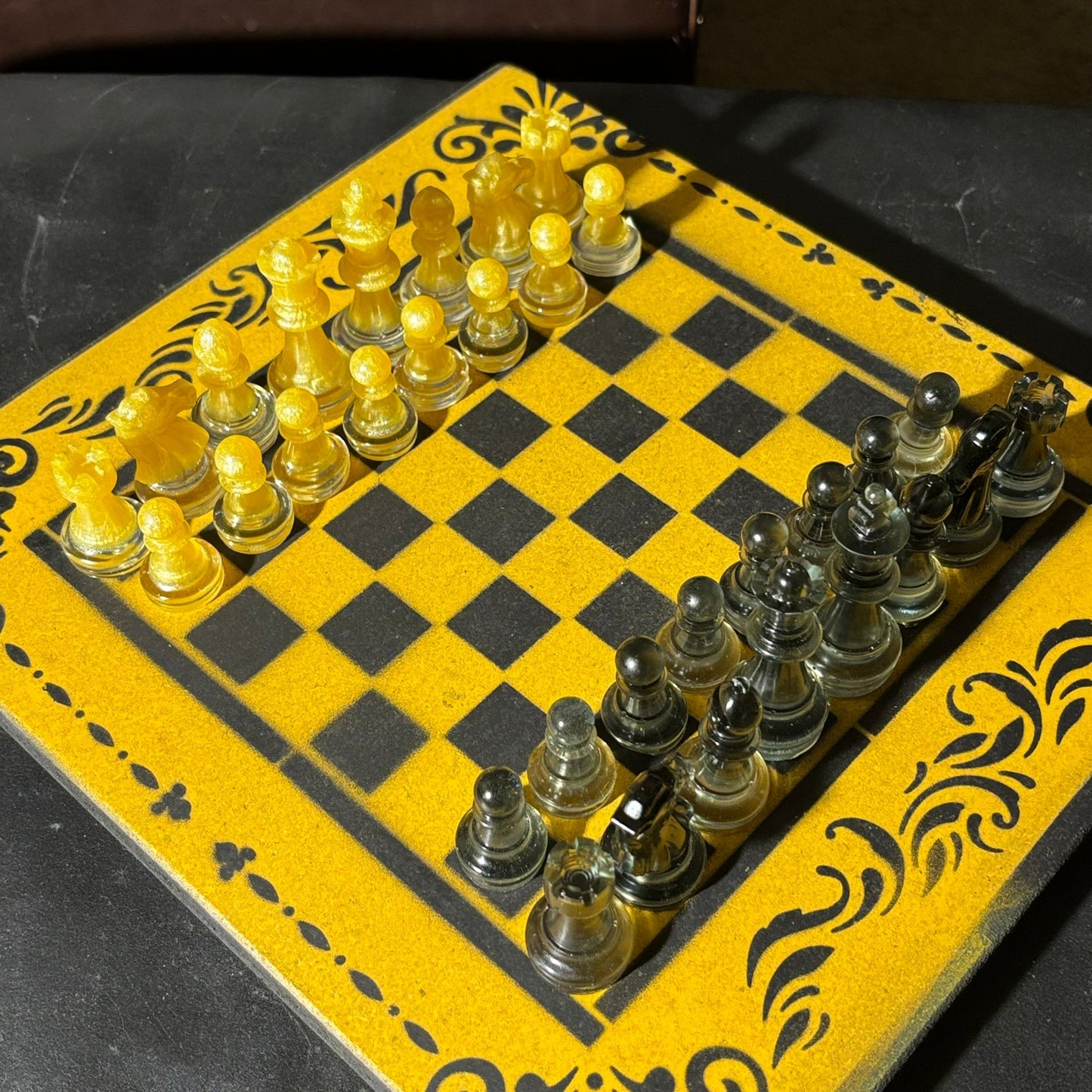 Black & Yellow - Painted Chess Set