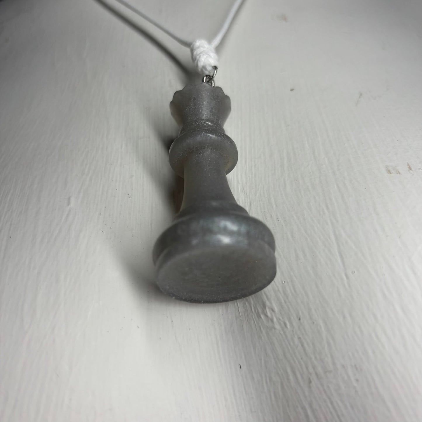 Simple Gray Queen - Handmade Resin Chess Necklace