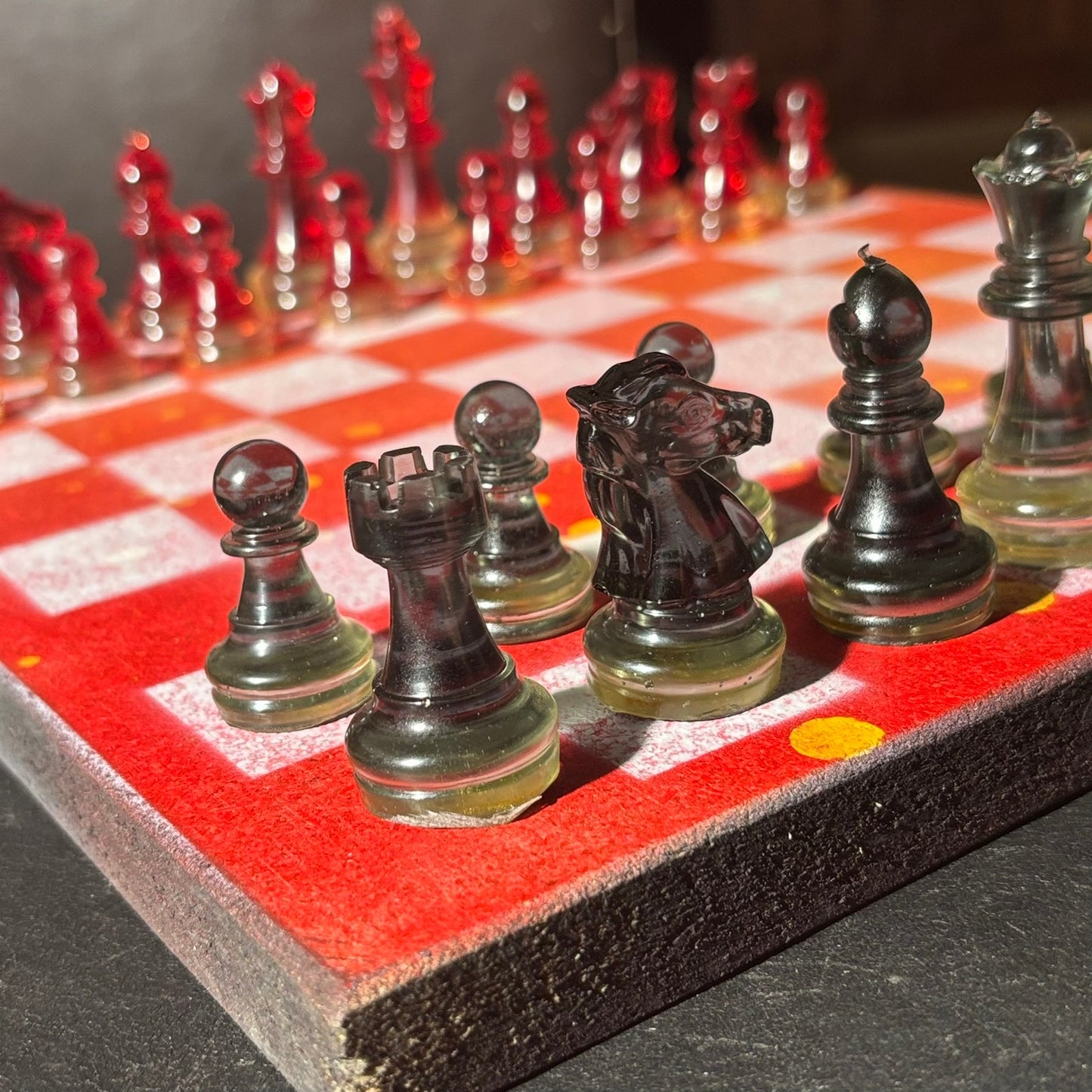 Opal Red - Painted Chess Set