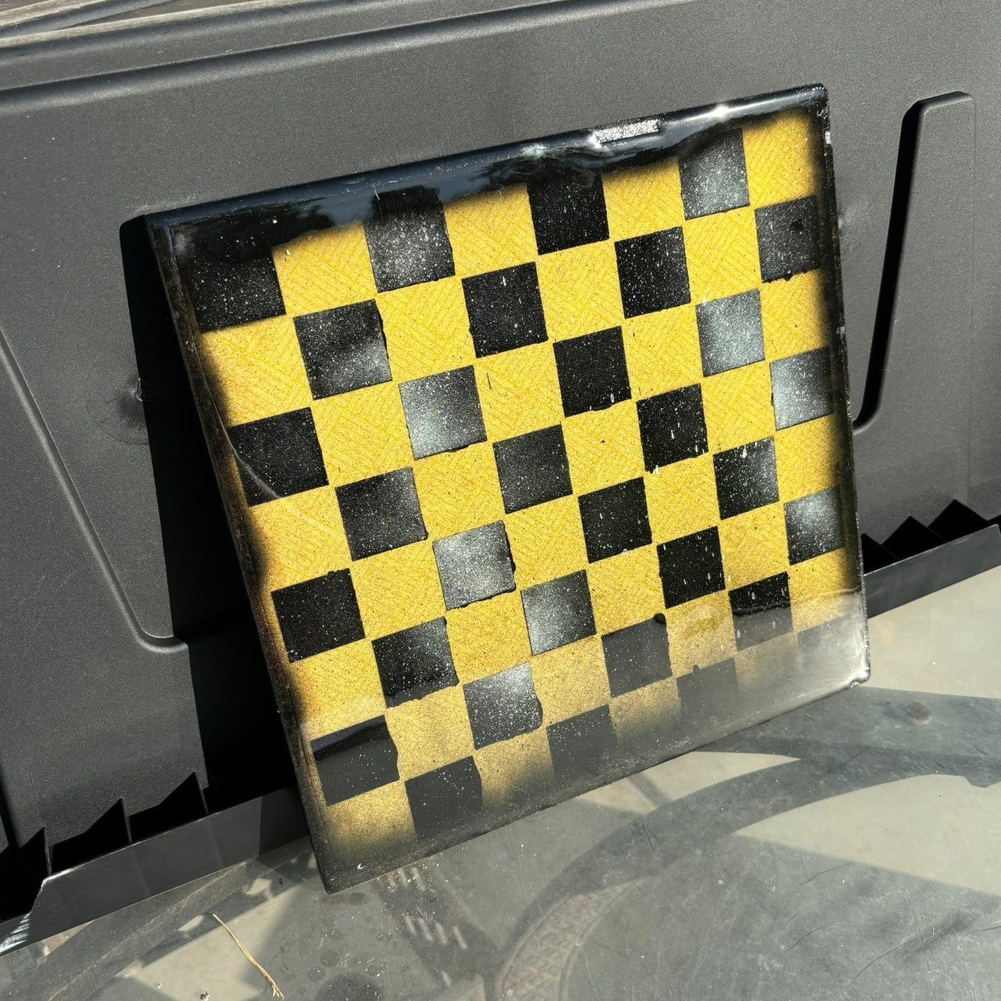 Yellow Vintage Pattern - Resin Coated Chess Board
