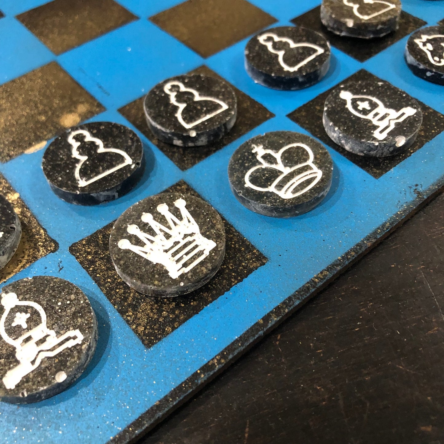 Golden Blue - Painted Chess Set