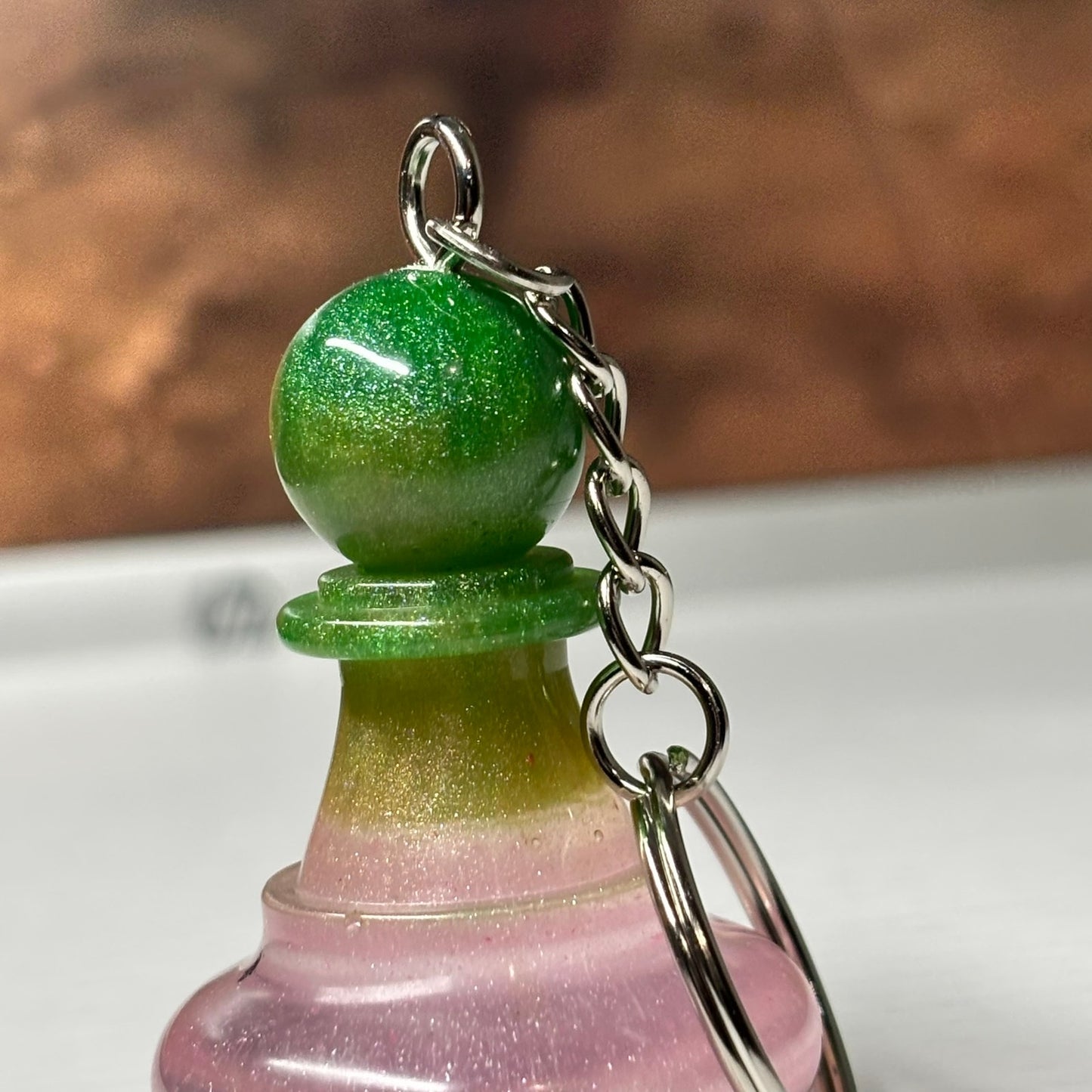 Pink Bottom Pawn - Handmade Resin Keychain - Large Edition