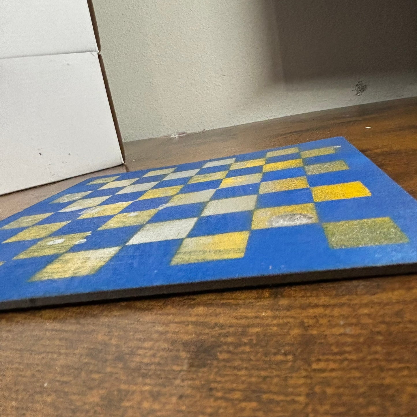 Blue Yellow Mix - Painted Thin Wooden Chess Board