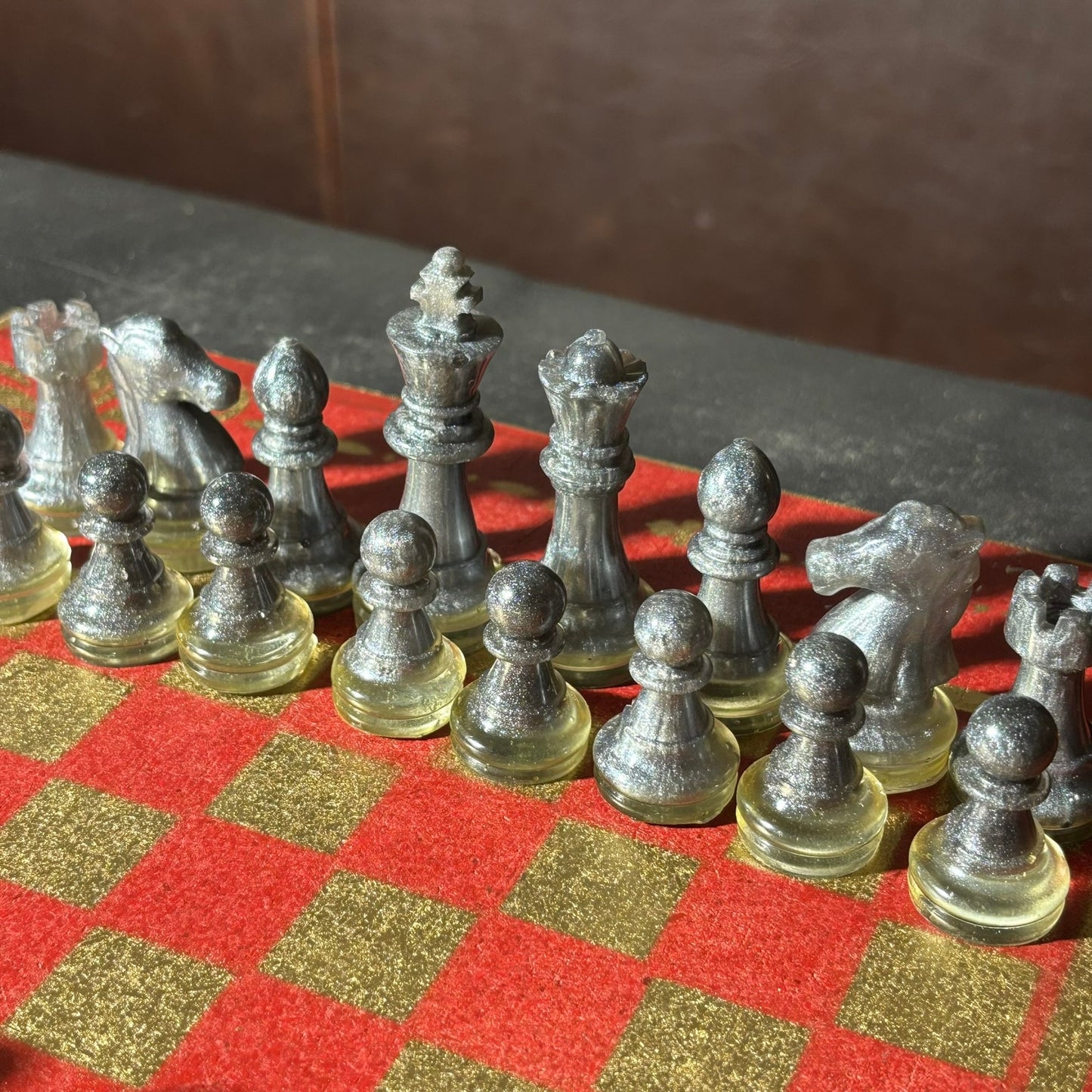Golden Red - Painted Chess Set