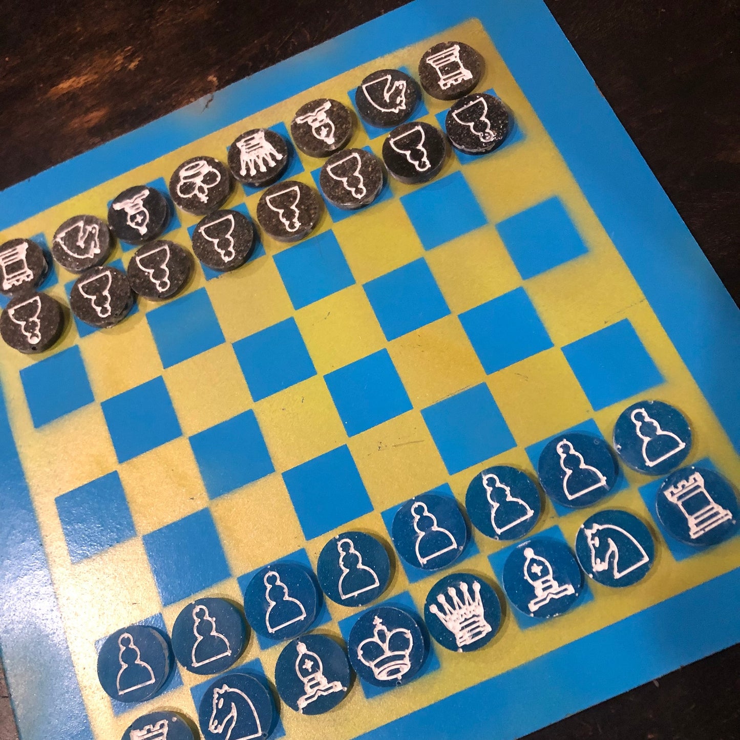 Yellow Blue - Painted Chess Set